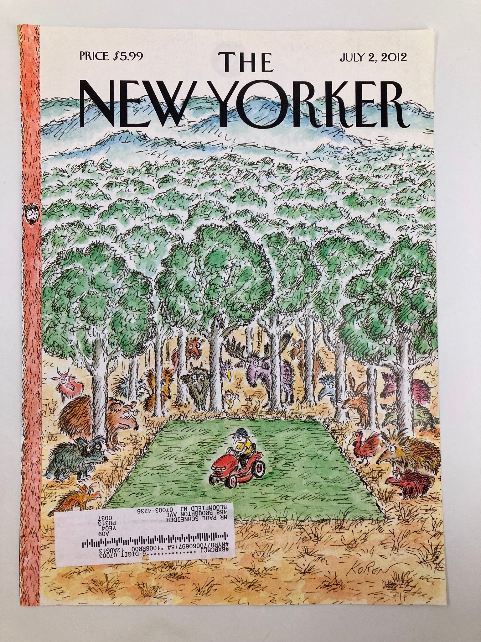 COVER ONLY The New Yorker July 2 2012 Theme Cover Summer Chore by Edward Koren