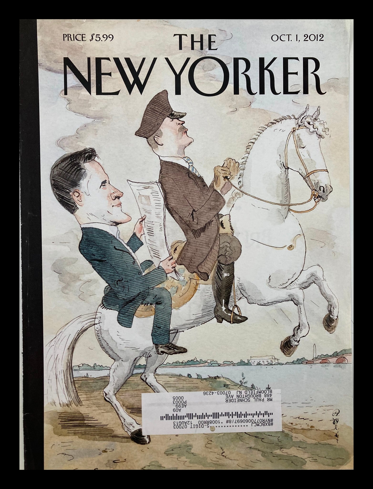 COVER ONLY The New Yorker October 1 2012 Theme Cover Driven by Barry Blitt