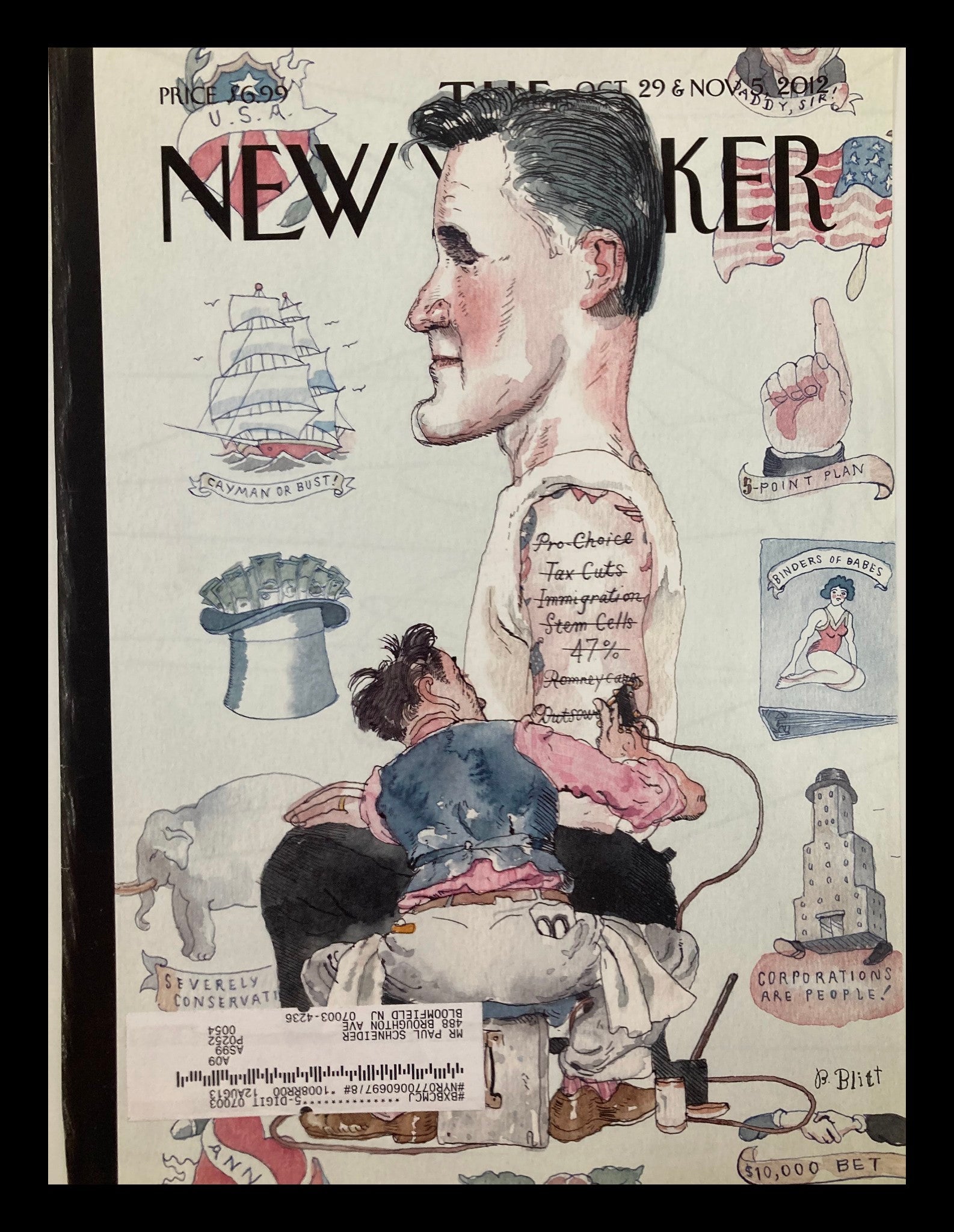 COVER ONLY The New Yorker October 29 2012 The Point Plan by Barry Blitt