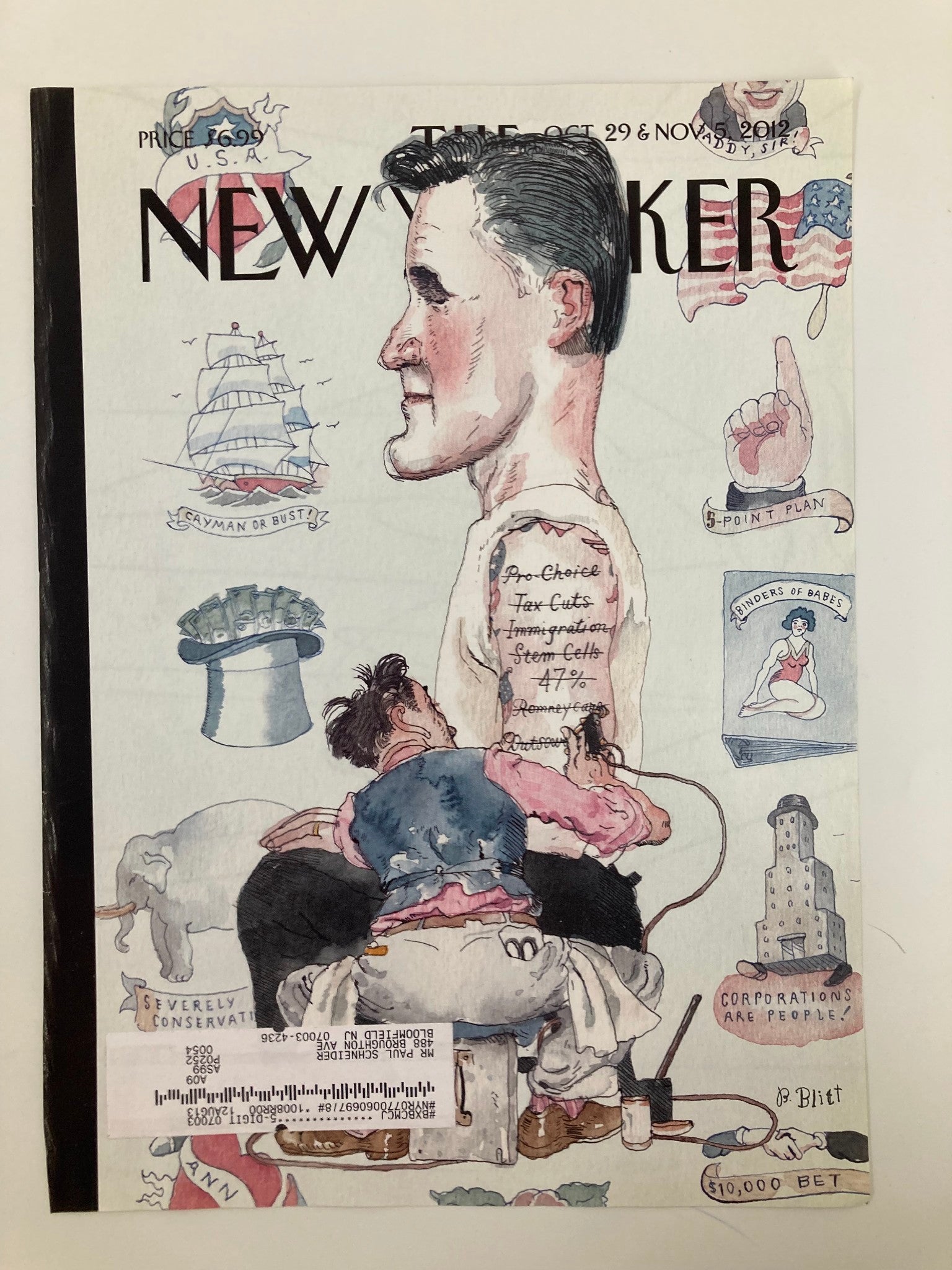 COVER ONLY The New Yorker October 29 2012 The Point Plan by Barry Blitt