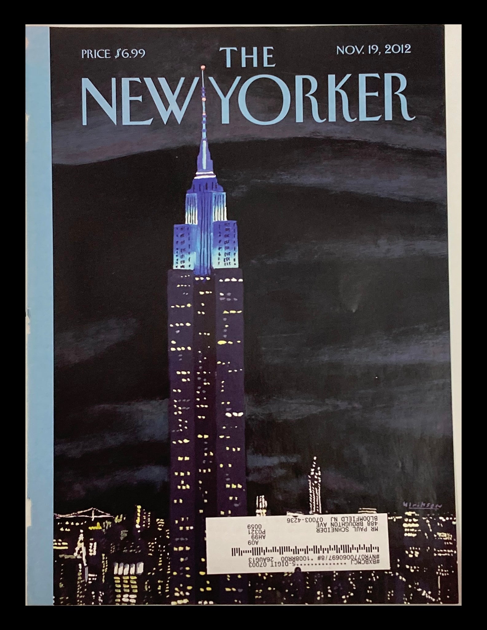 COVER ONLY The New Yorker November 19 2012 Rhapsody in Blue by Mark Ulriksen