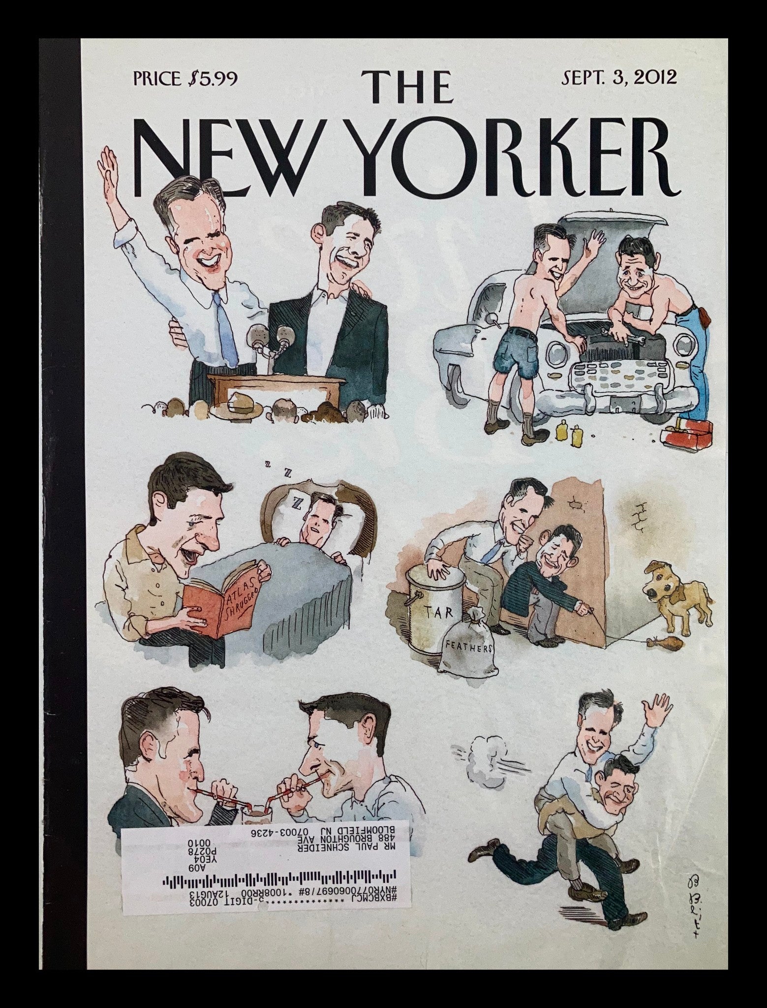 COVER ONLY The New Yorker September 3 2012 Theme Cover Bromance by Barry Blitt