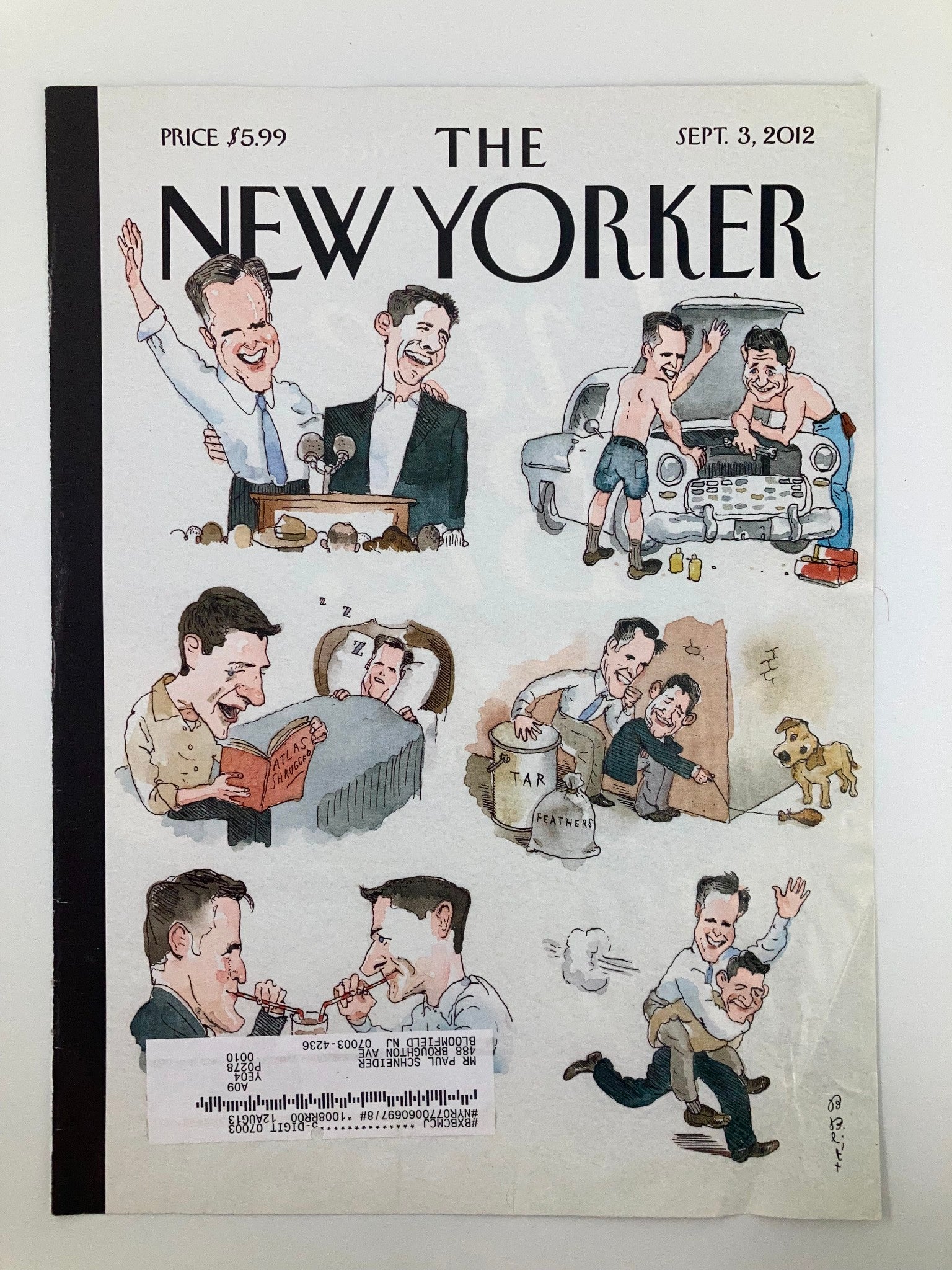 COVER ONLY The New Yorker September 3 2012 Theme Cover Bromance by Barry Blitt