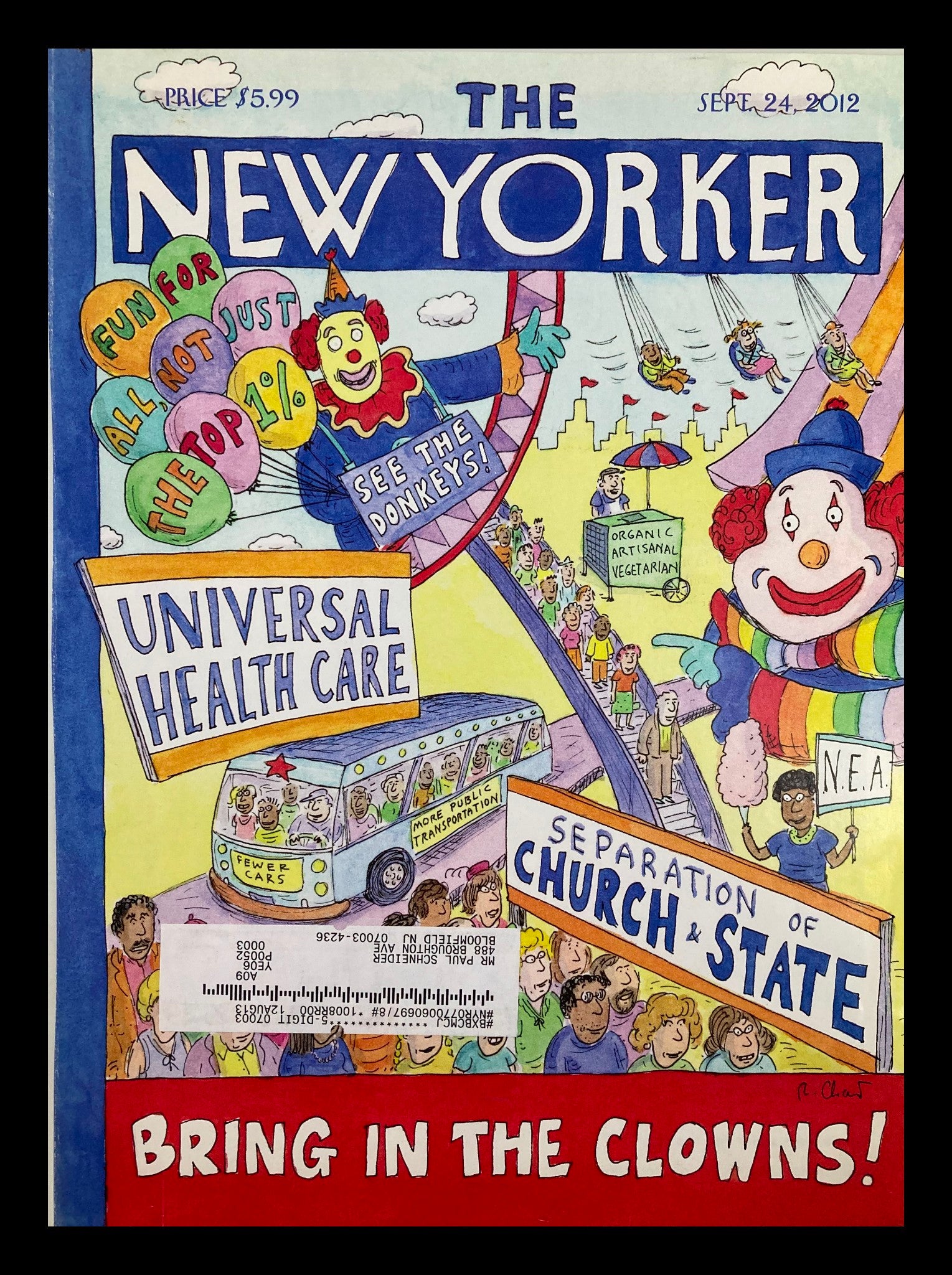 COVER ONLY The New Yorker September 24 2012 Bring in the Clowns by Roz Chast