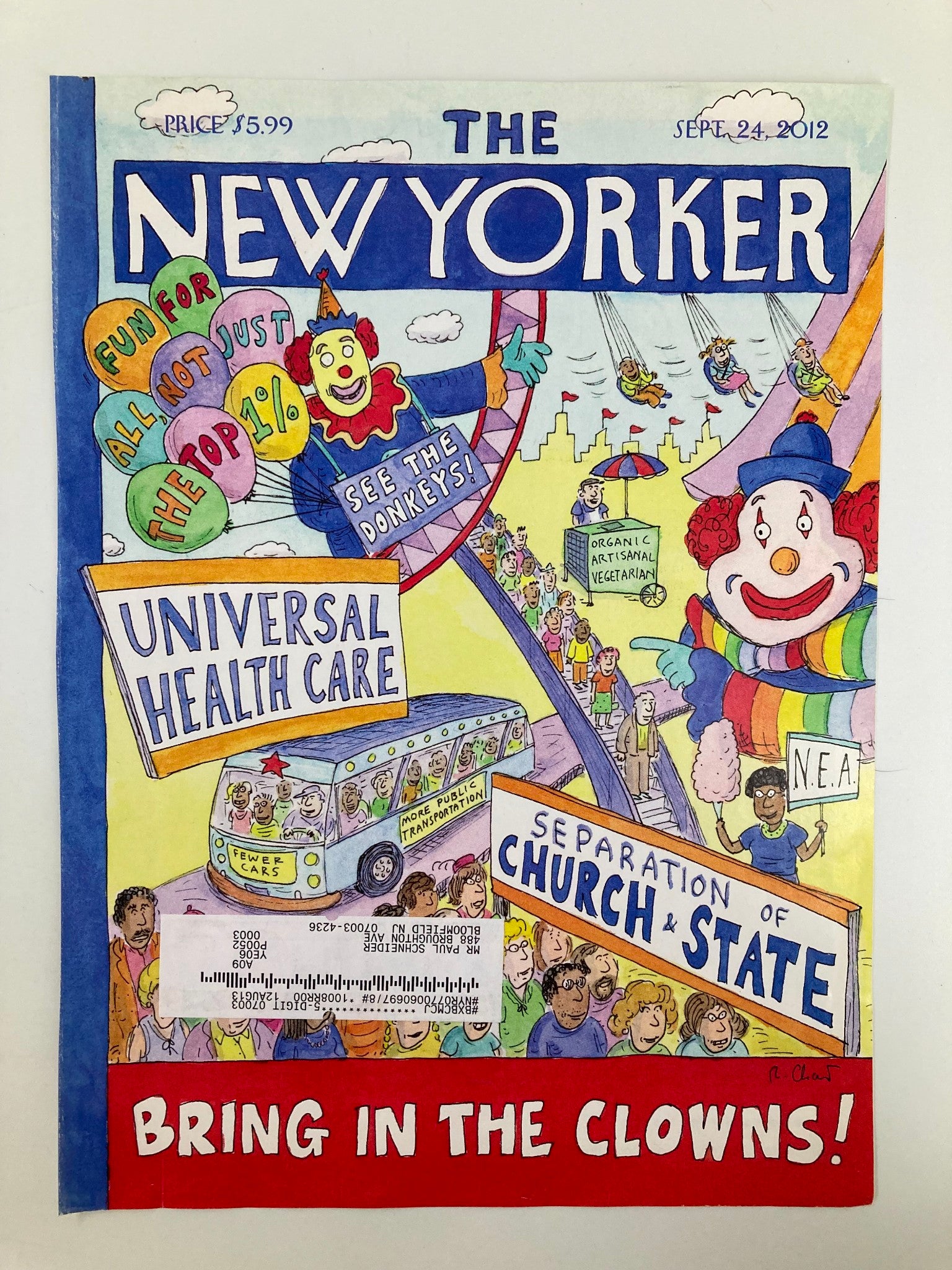 COVER ONLY The New Yorker September 24 2012 Bring in the Clowns by Roz Chast