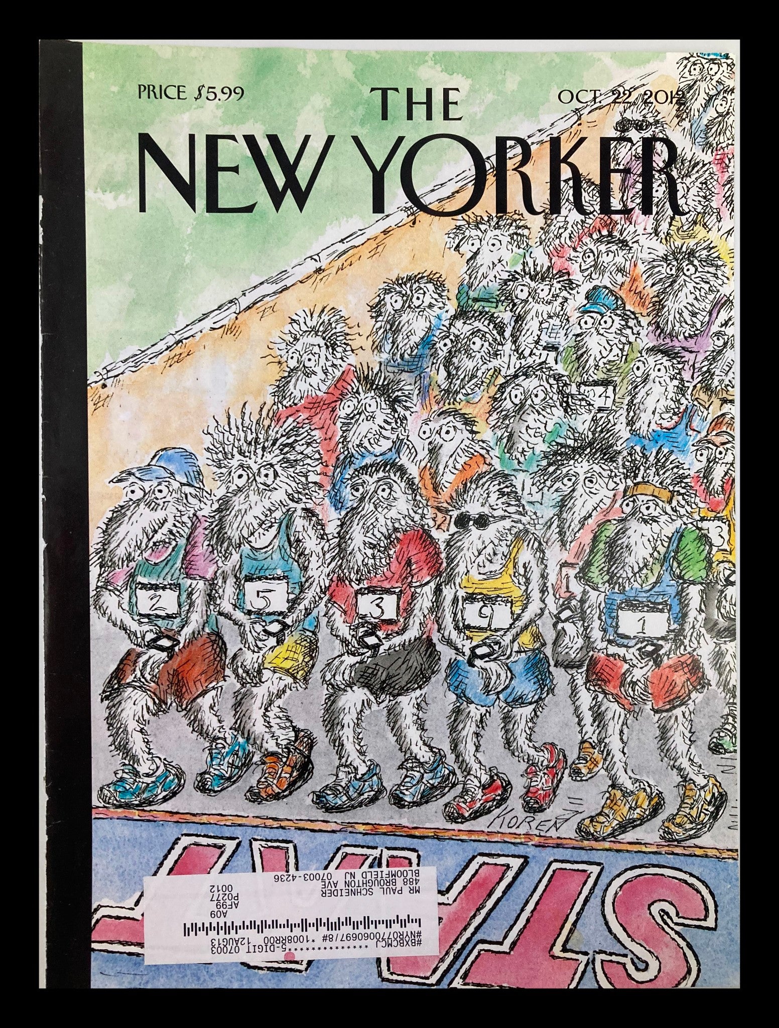 COVER ONLY The New Yorker October 22 2012 On Your Mark by Edward Koren