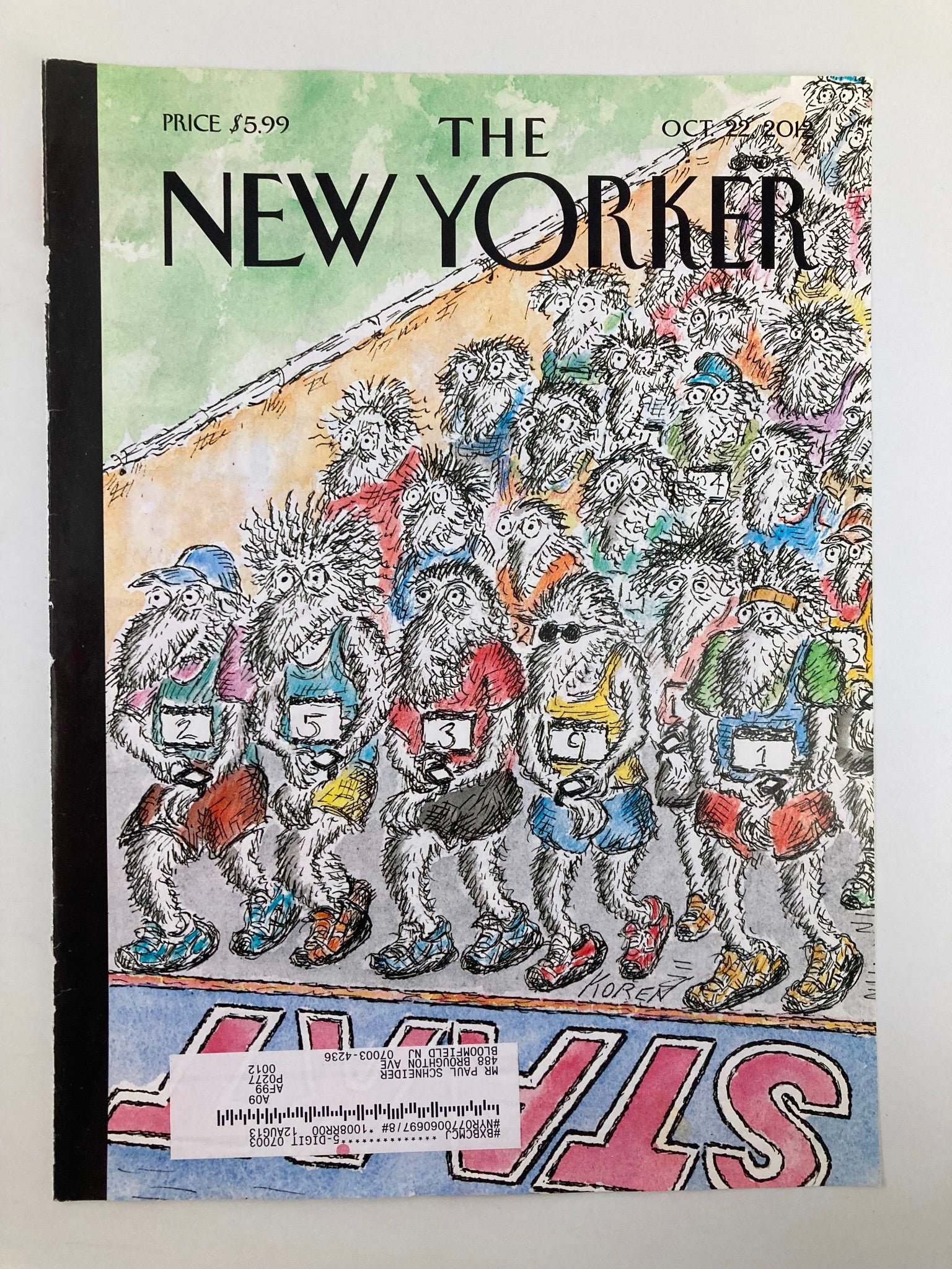 COVER ONLY The New Yorker October 22 2012 On Your Mark by Edward Koren