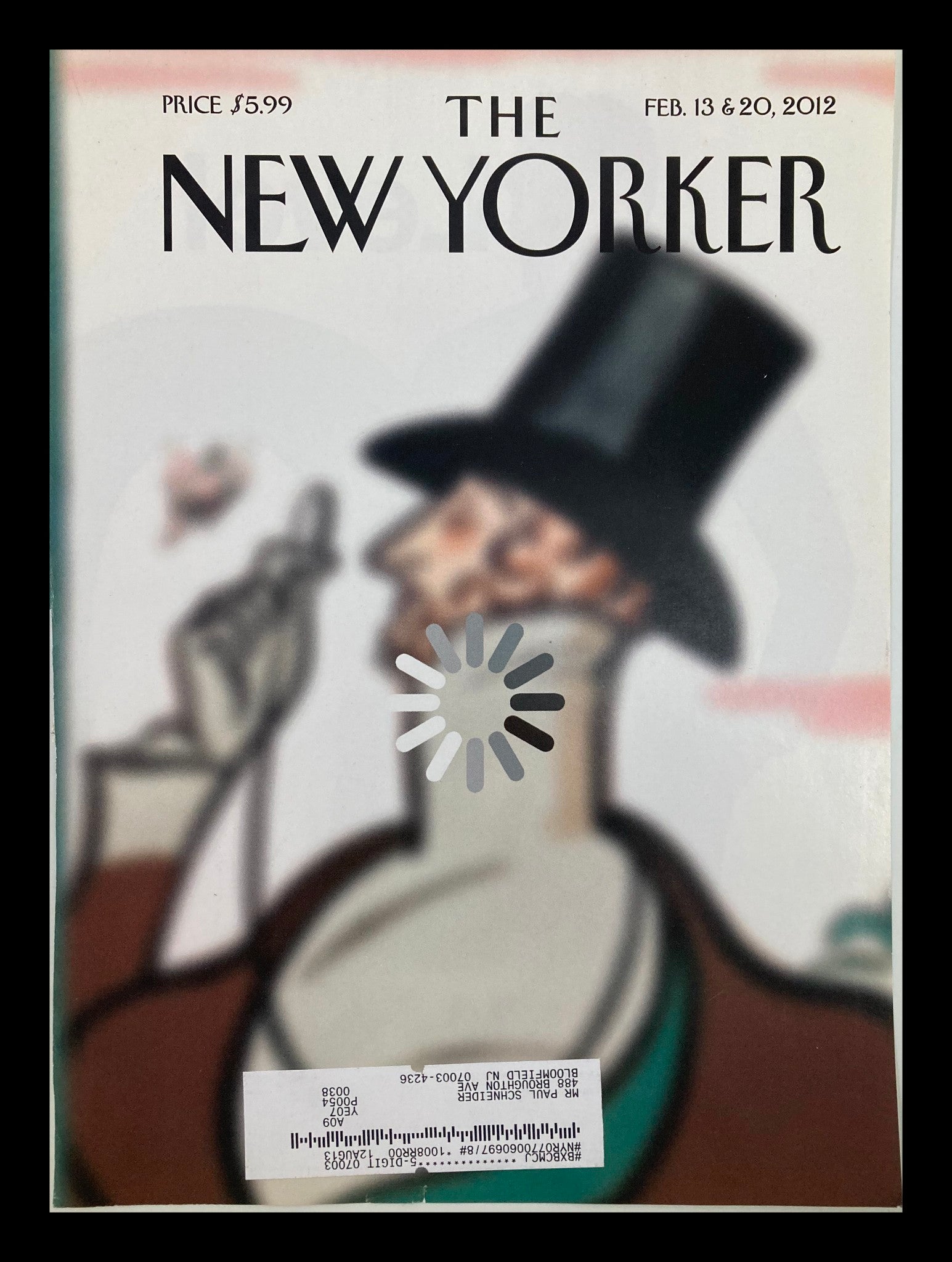 COVER ONLY The New Yorker February 13 & 20 2012 Theme Cover Loading by Rea Irvin