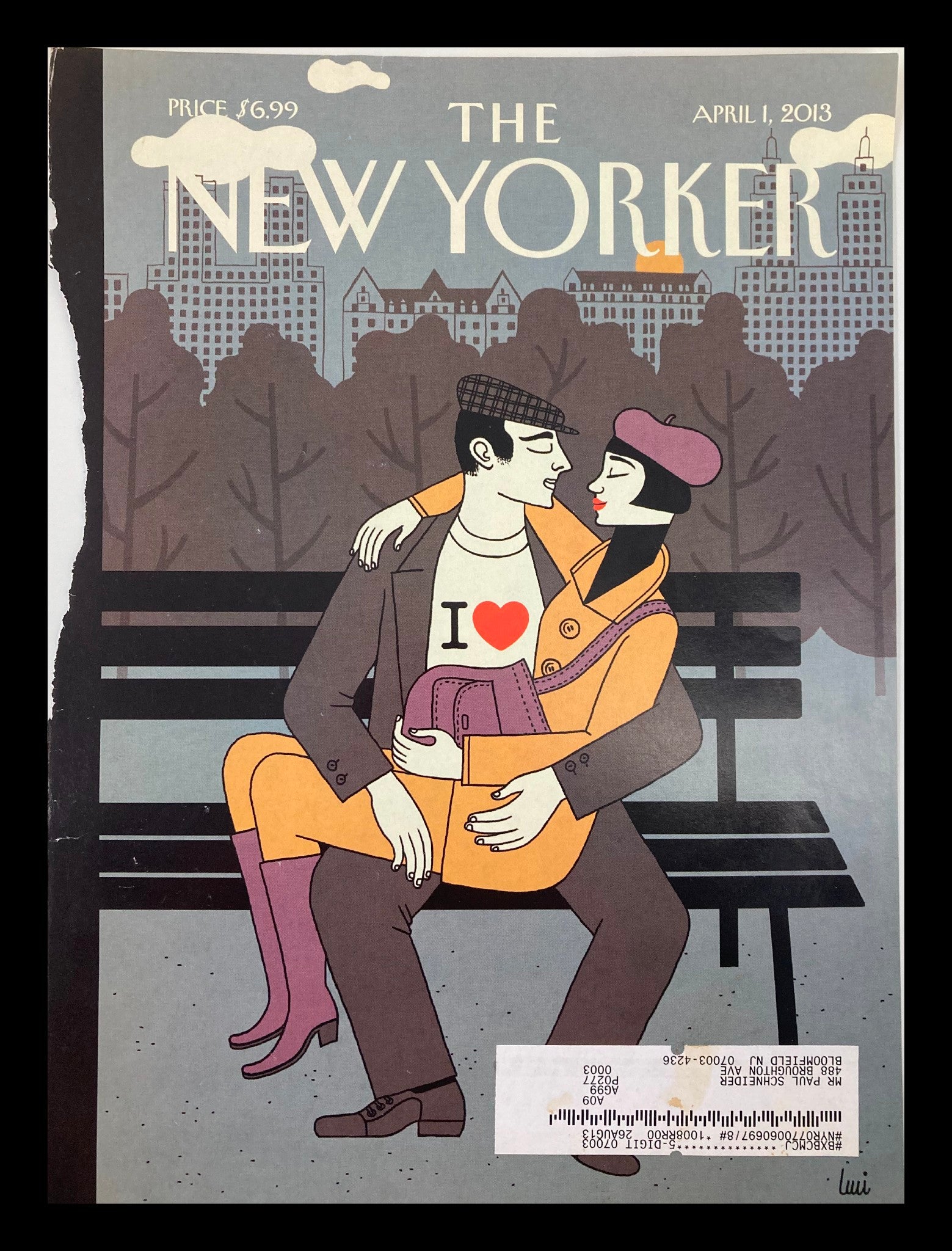 COVER ONLY The New Yorker April 1 2013 Theme Cover I Love by Luci Gutierrez