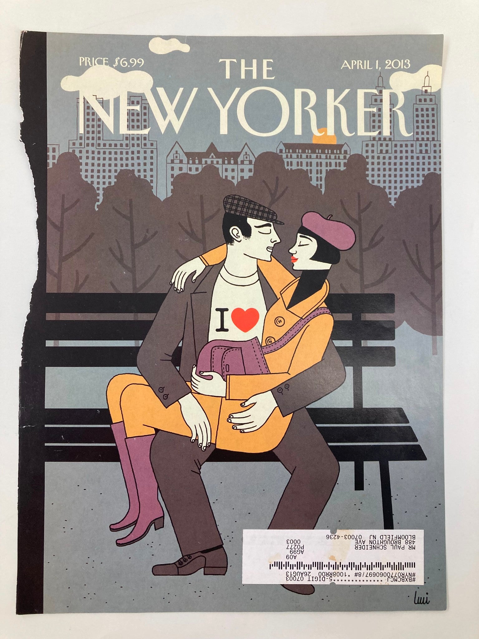 COVER ONLY The New Yorker April 1 2013 Theme Cover I Love by Luci Gutierrez