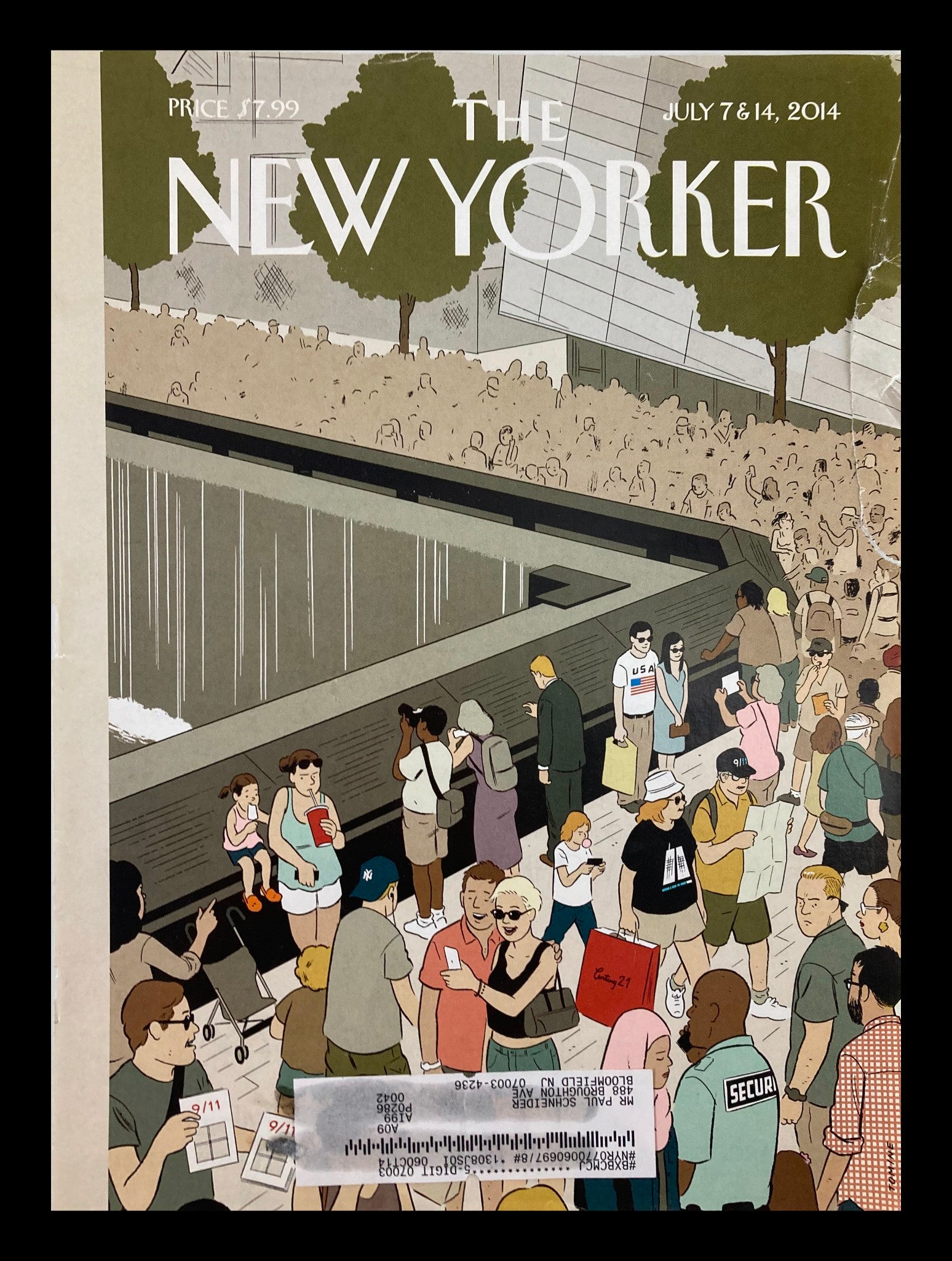 COVER ONLY The New Yorker July 7 & 14 2014 Memorial Plaza by Adrian Tomine