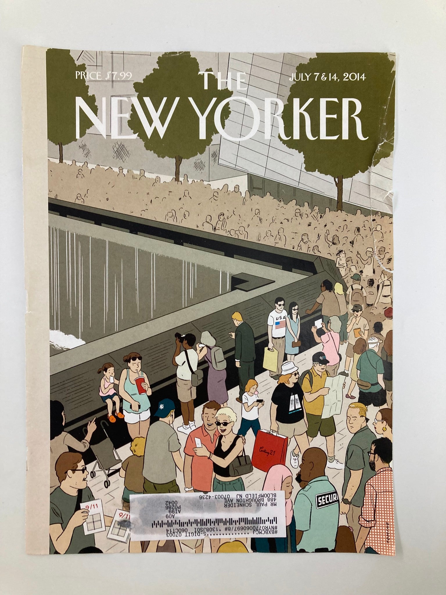 COVER ONLY The New Yorker July 7 & 14 2014 Memorial Plaza by Adrian Tomine