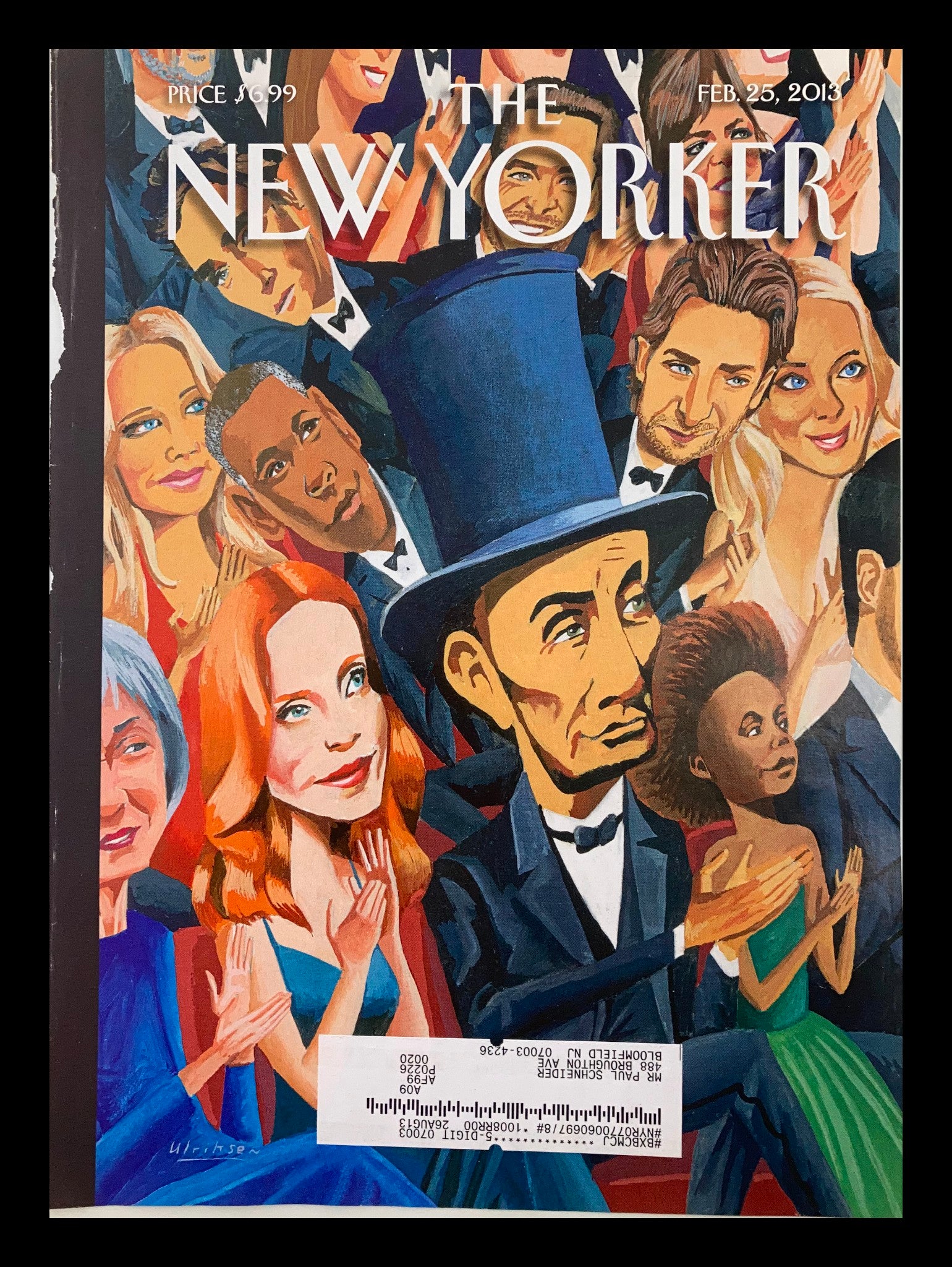 COVER ONLY The New Yorker February 25 2013 Abe Lincoln by Mark Ulriksen