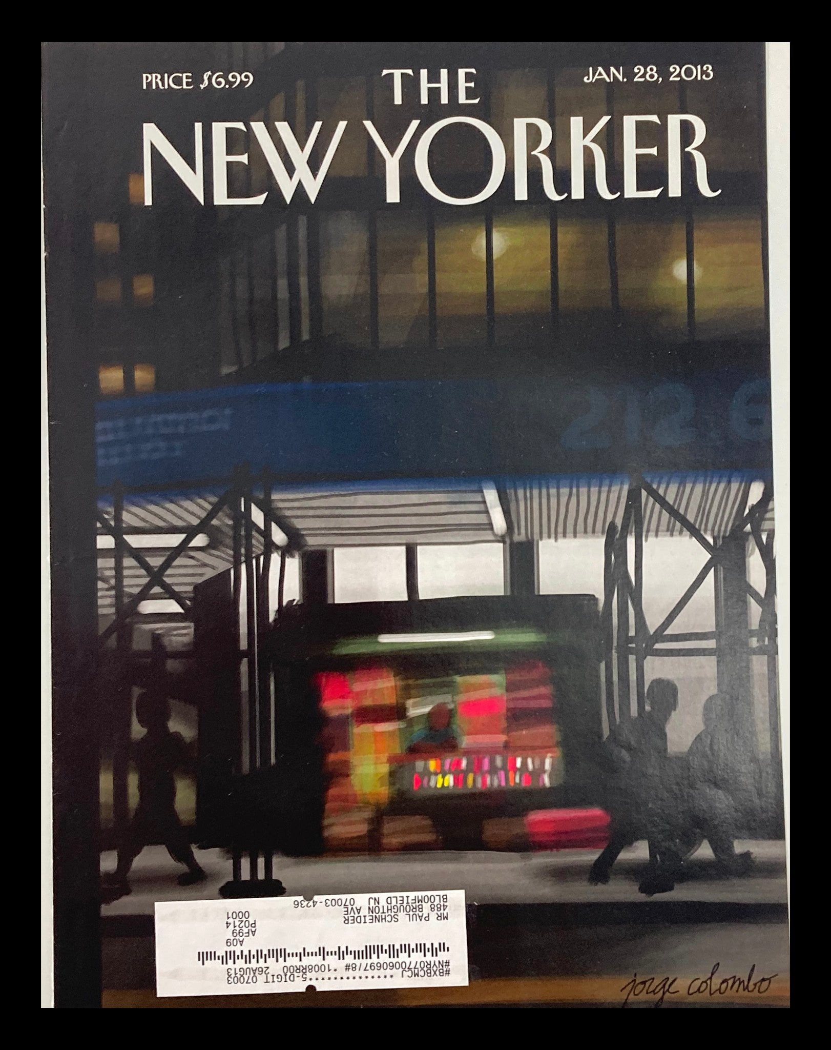 COVER ONLY The New Yorker January 28 2013 Newsstand by Jorge Colombo