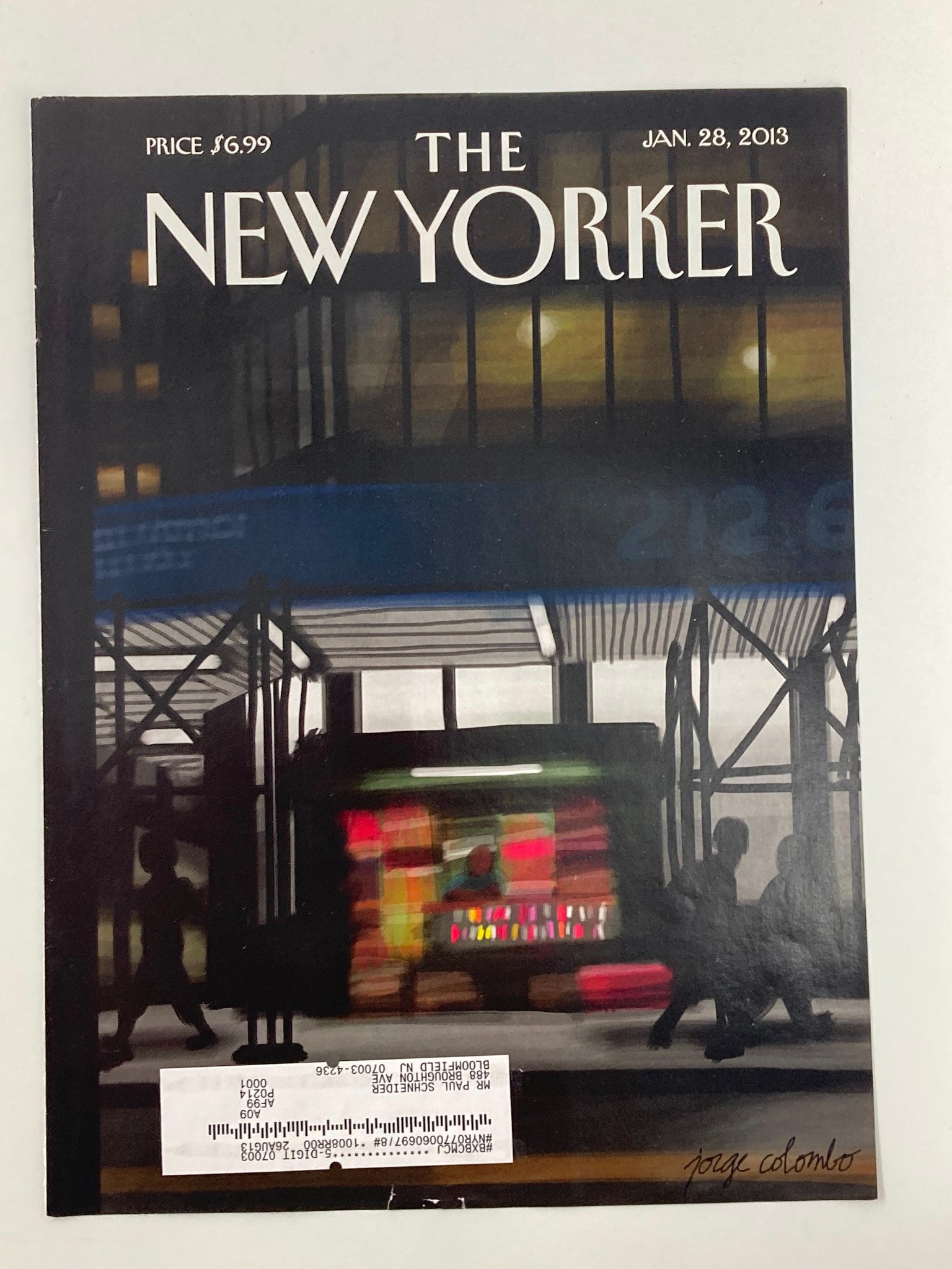 COVER ONLY The New Yorker January 28 2013 Newsstand by Jorge Colombo