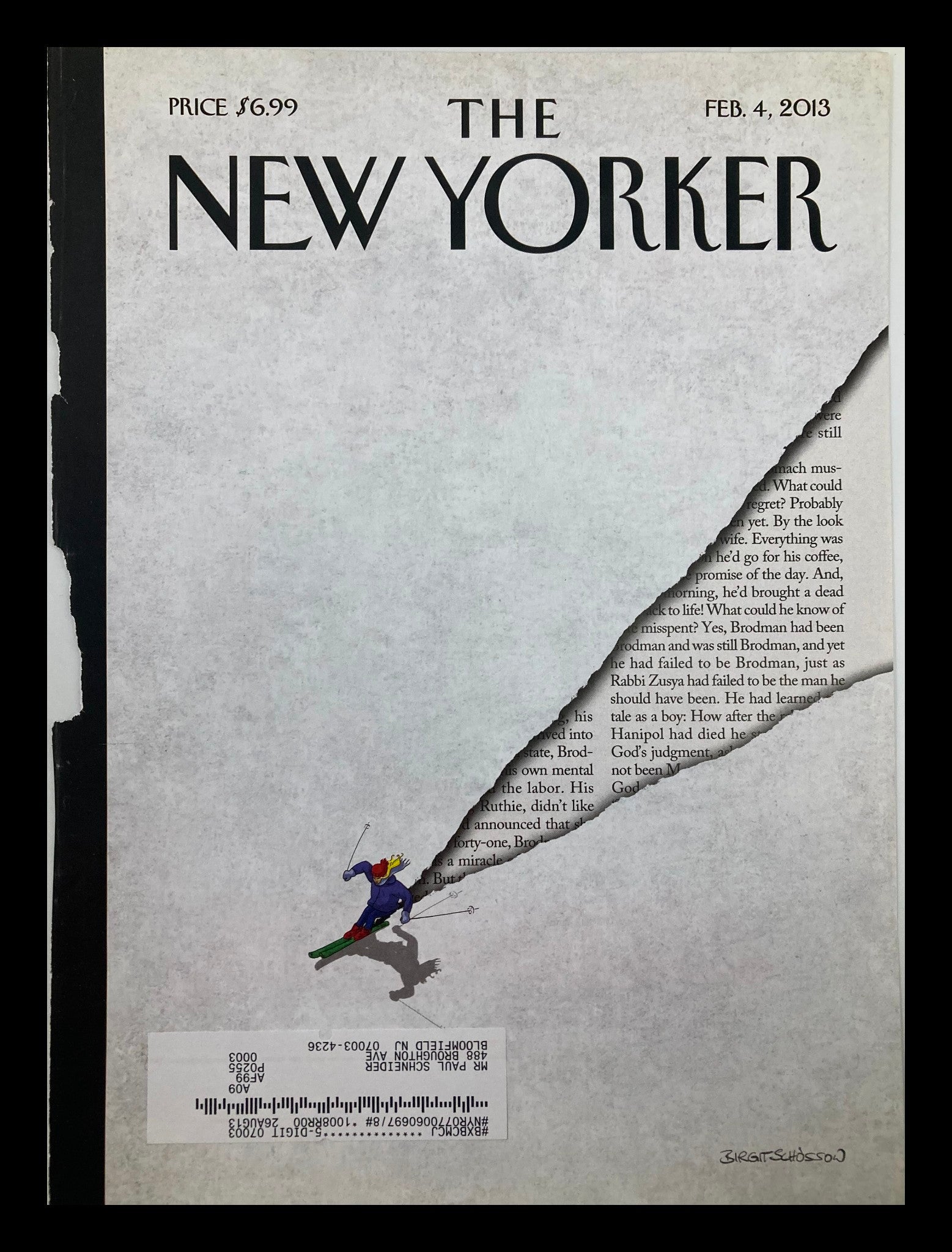 COVER ONLY The New Yorker February 4 2013 First Tracks by Birgit Schossow