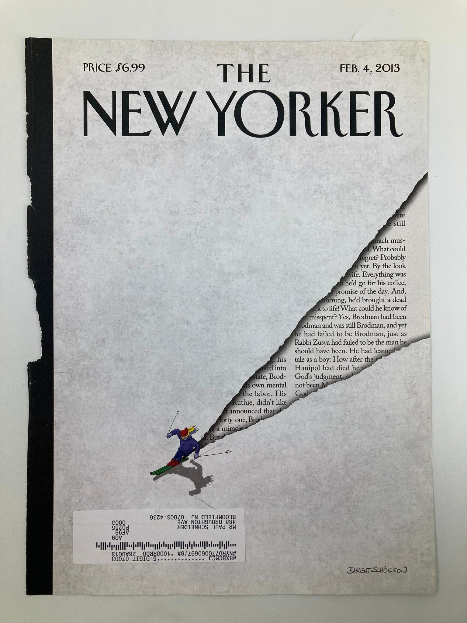 COVER ONLY The New Yorker February 4 2013 First Tracks by Birgit Schossow