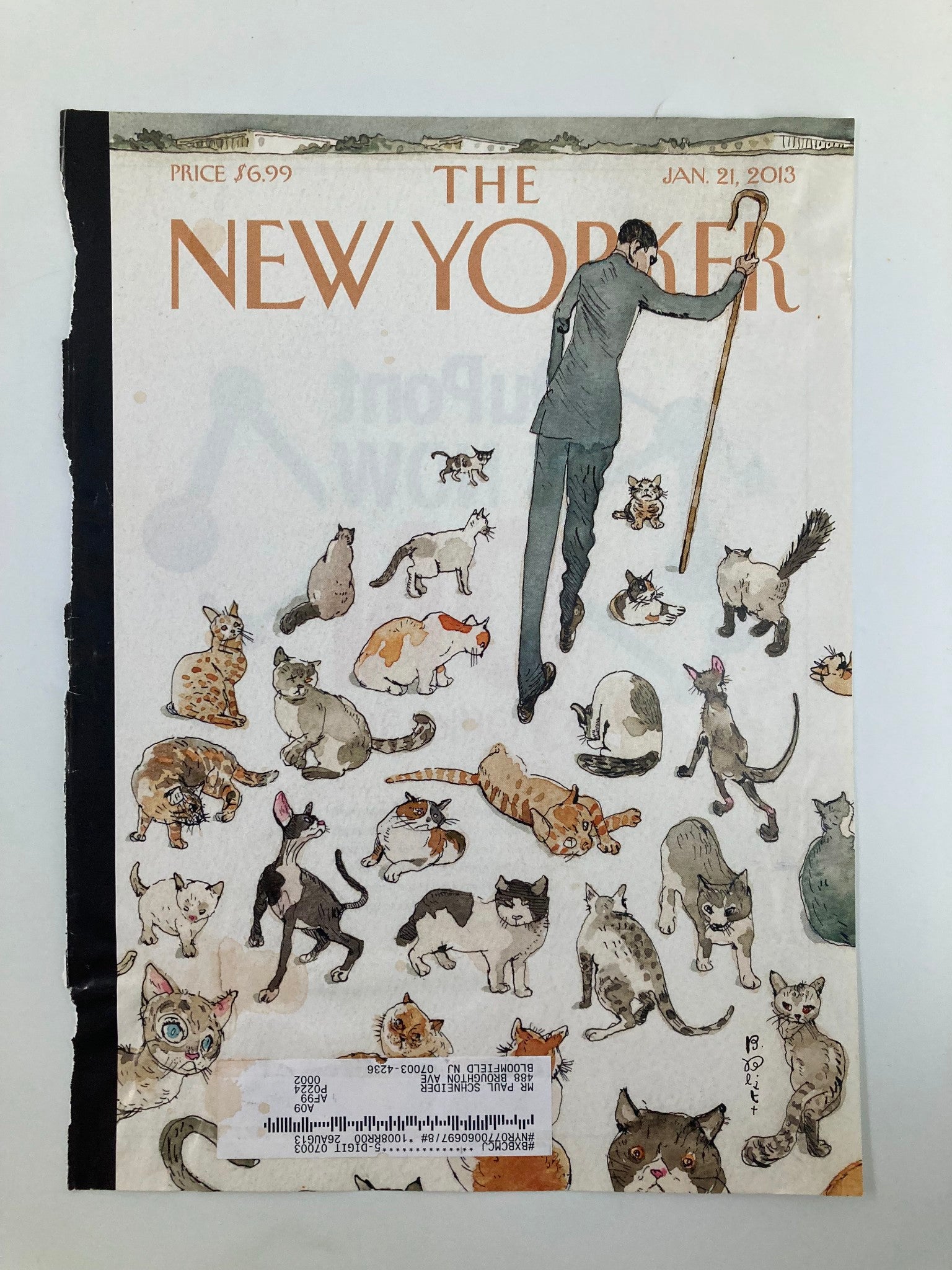 COVER ONLY The New Yorker January 21 2013 Herding Cats by Barry Blitt