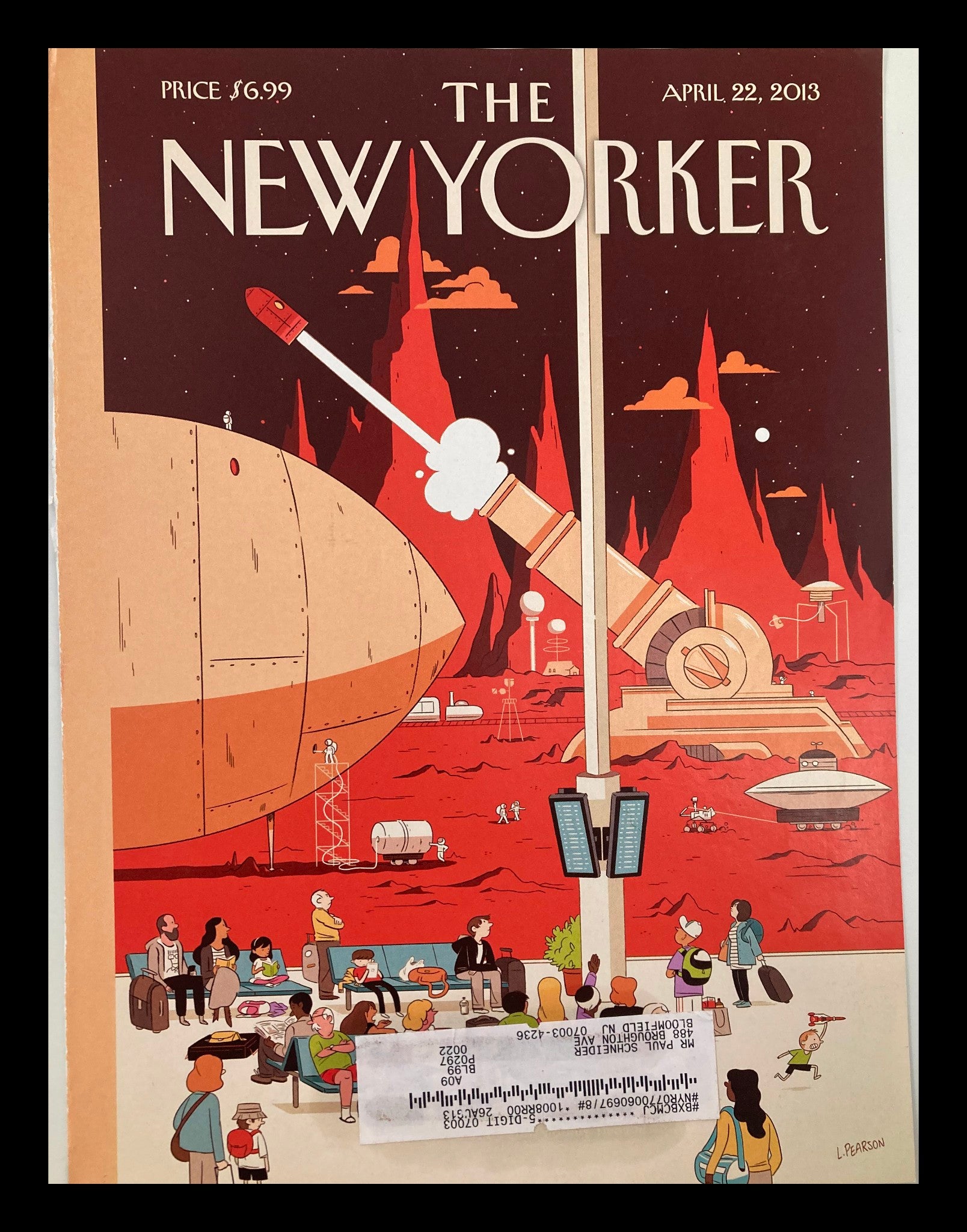 COVER ONLY The New Yorker April 22 2013 Now Boarding by Luke Pearson