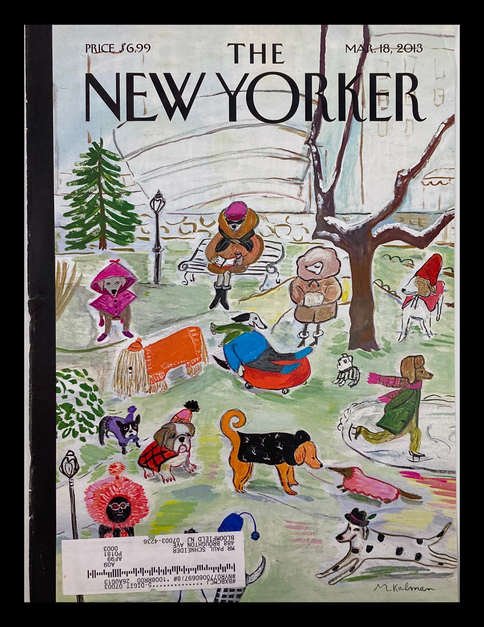 COVER ONLY The New Yorker March 18 2013 Canine Couture by Maira Kalman