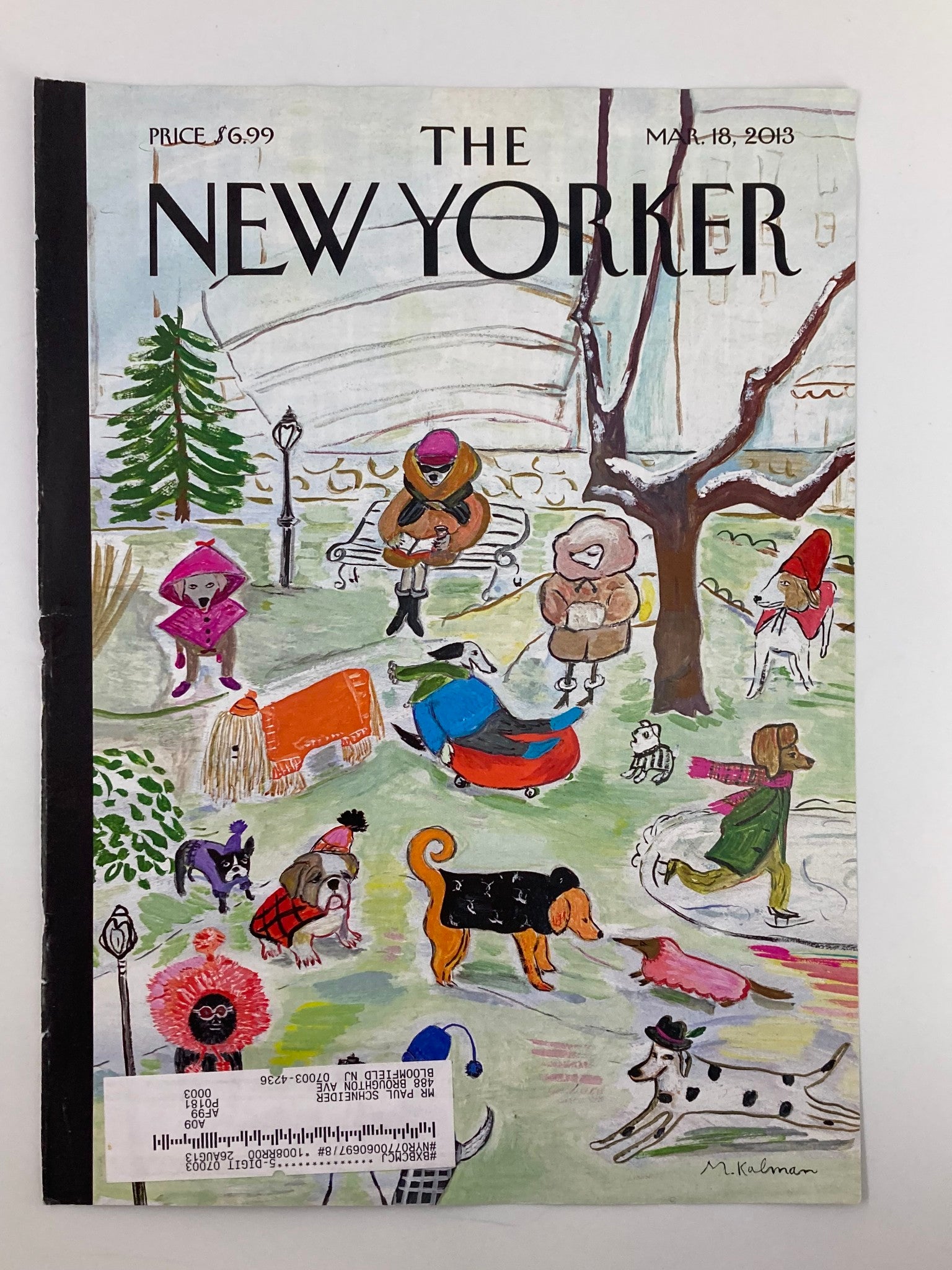 COVER ONLY The New Yorker March 18 2013 Canine Couture by Maira Kalman