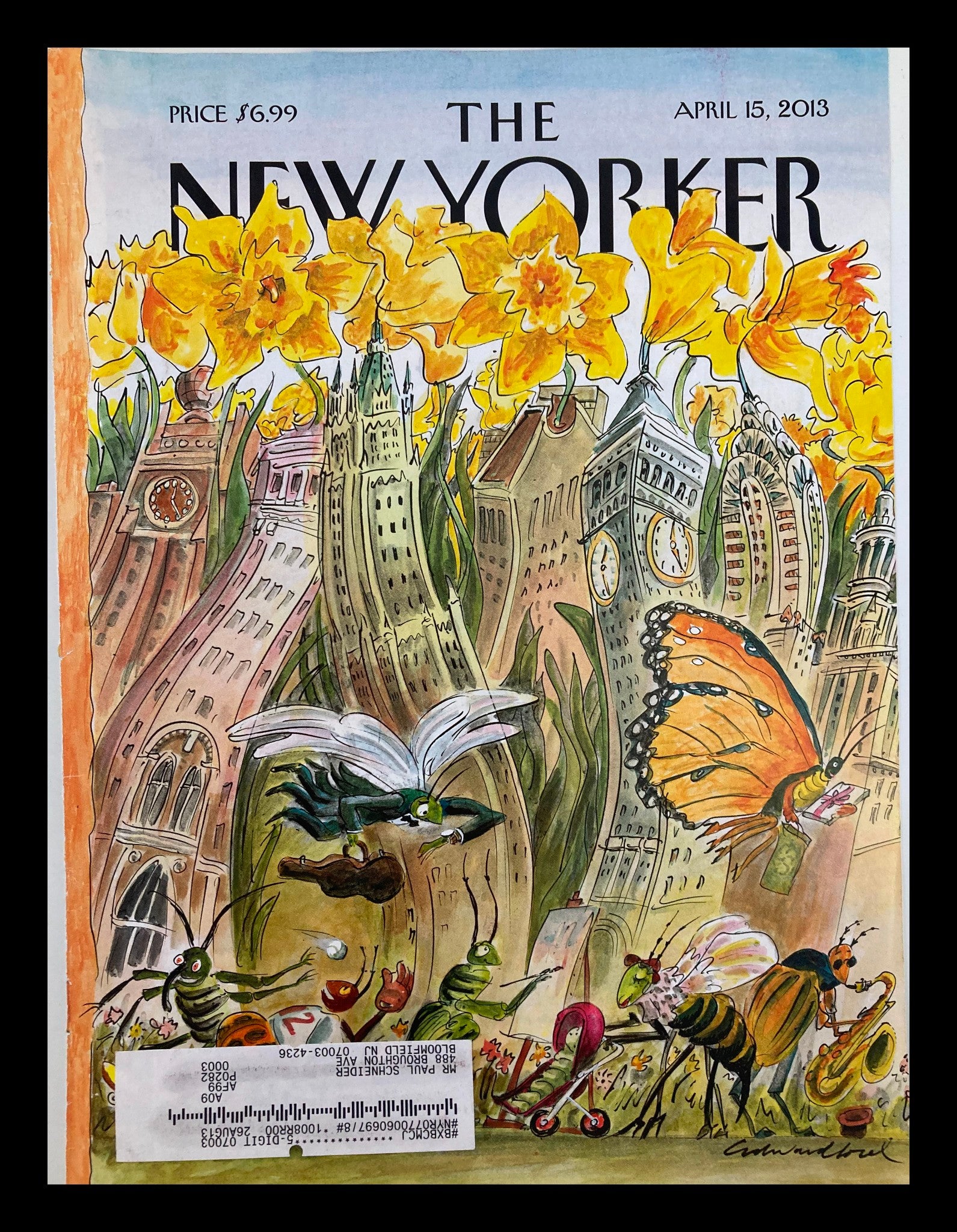 COVER ONLY The New Yorker April 15 2013 Blossom Time by Edward Sorel