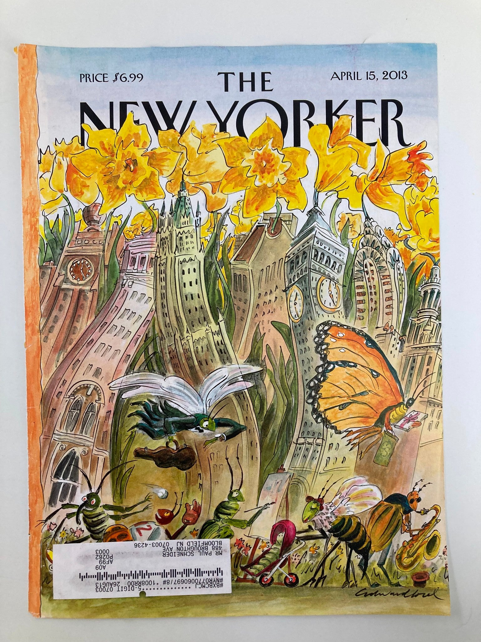 COVER ONLY The New Yorker April 15 2013 Blossom Time by Edward Sorel