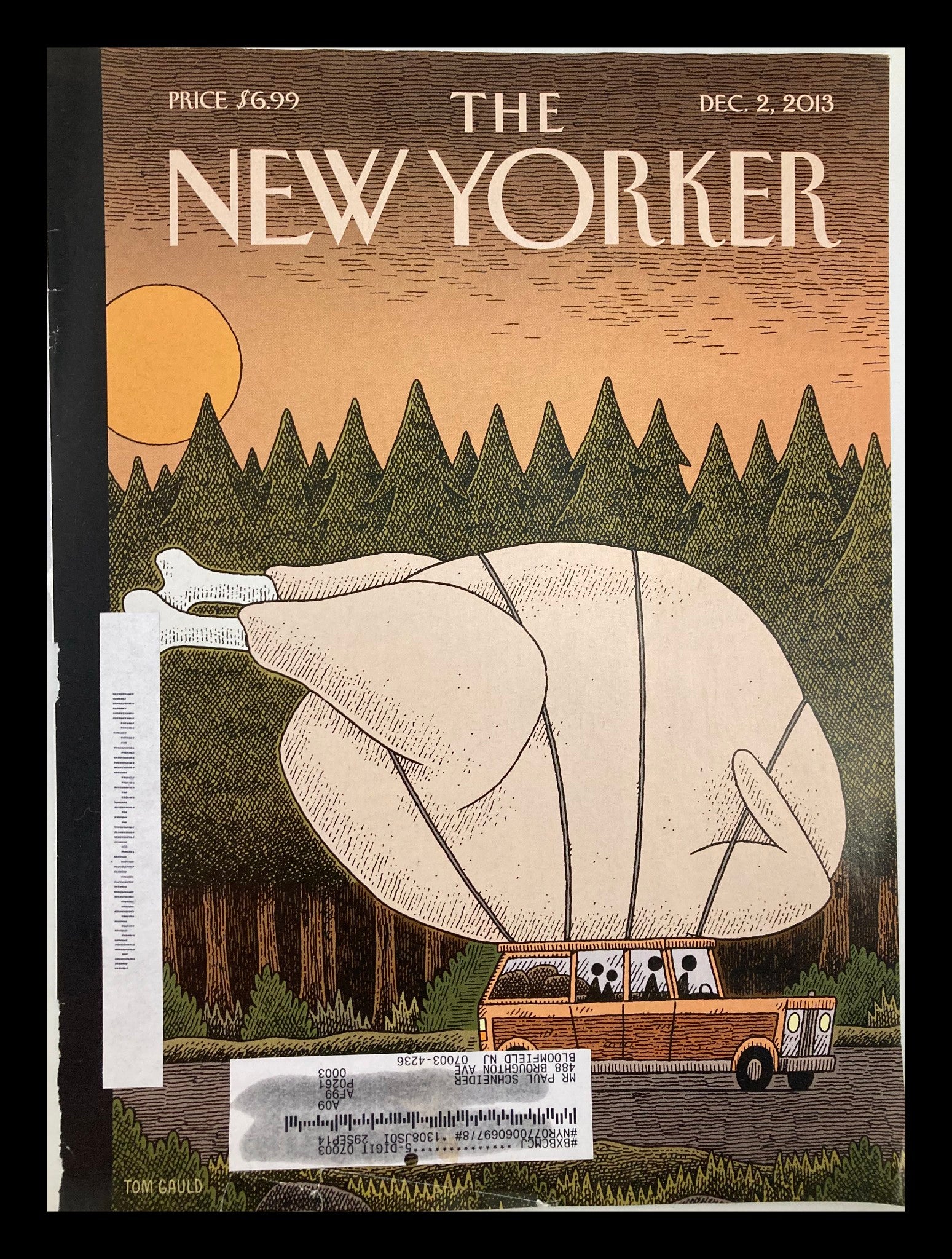 COVER ONLY The New Yorker December 2 2013 Theme Cover Turkey Day by Tom Gauld