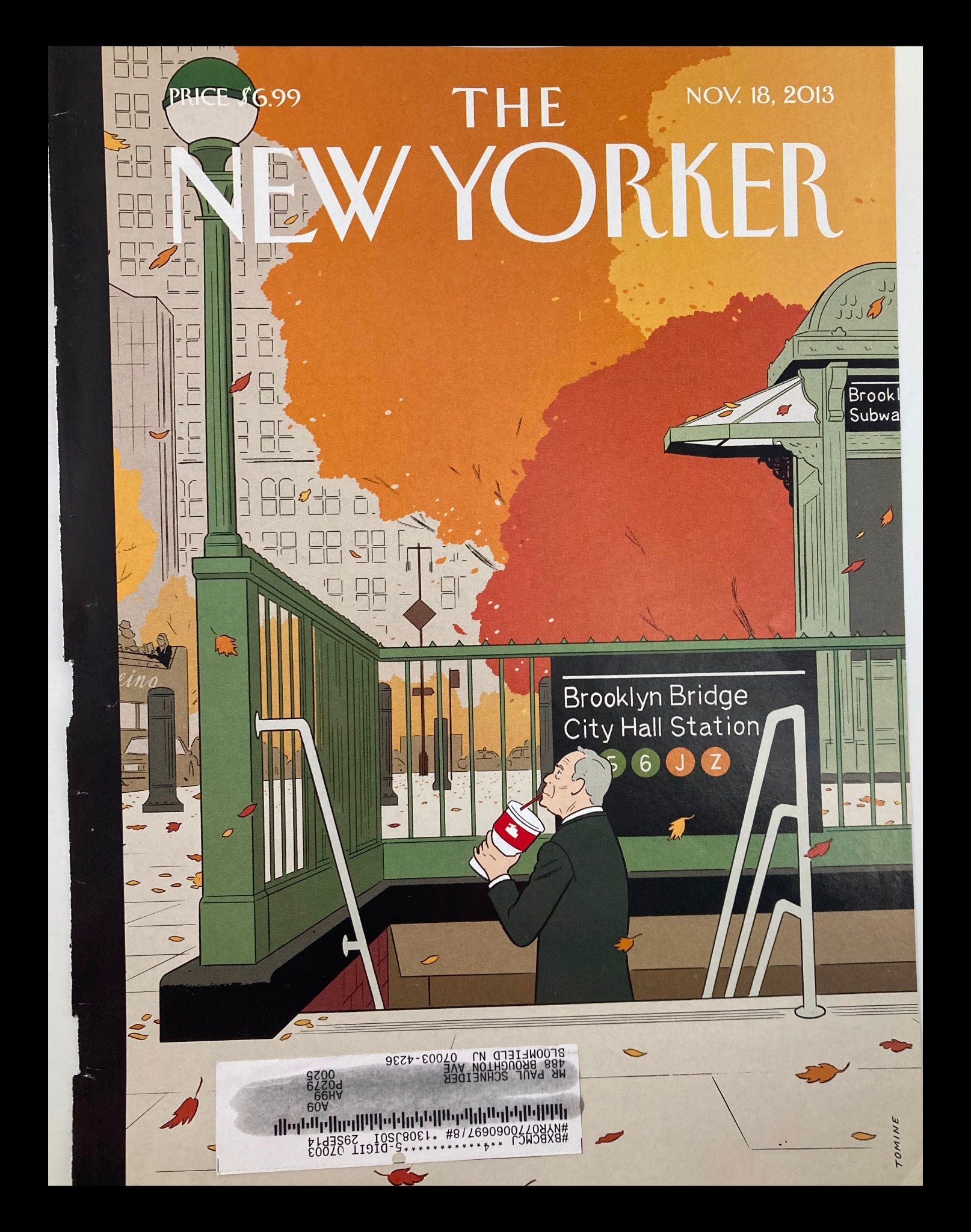 COVER ONLY The New Yorker November 18 2013 Last Straw by Adrian Tomine