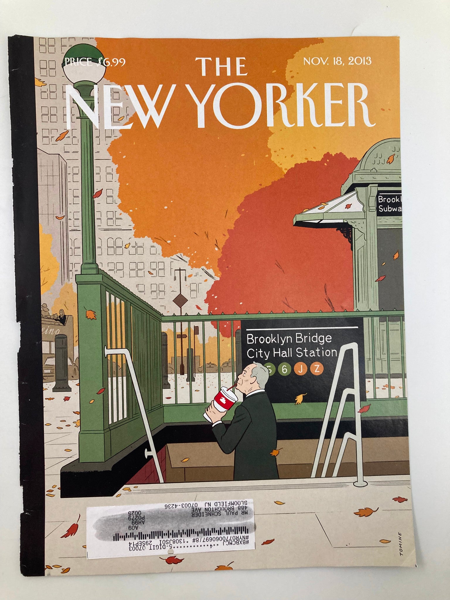 COVER ONLY The New Yorker November 18 2013 Last Straw by Adrian Tomine