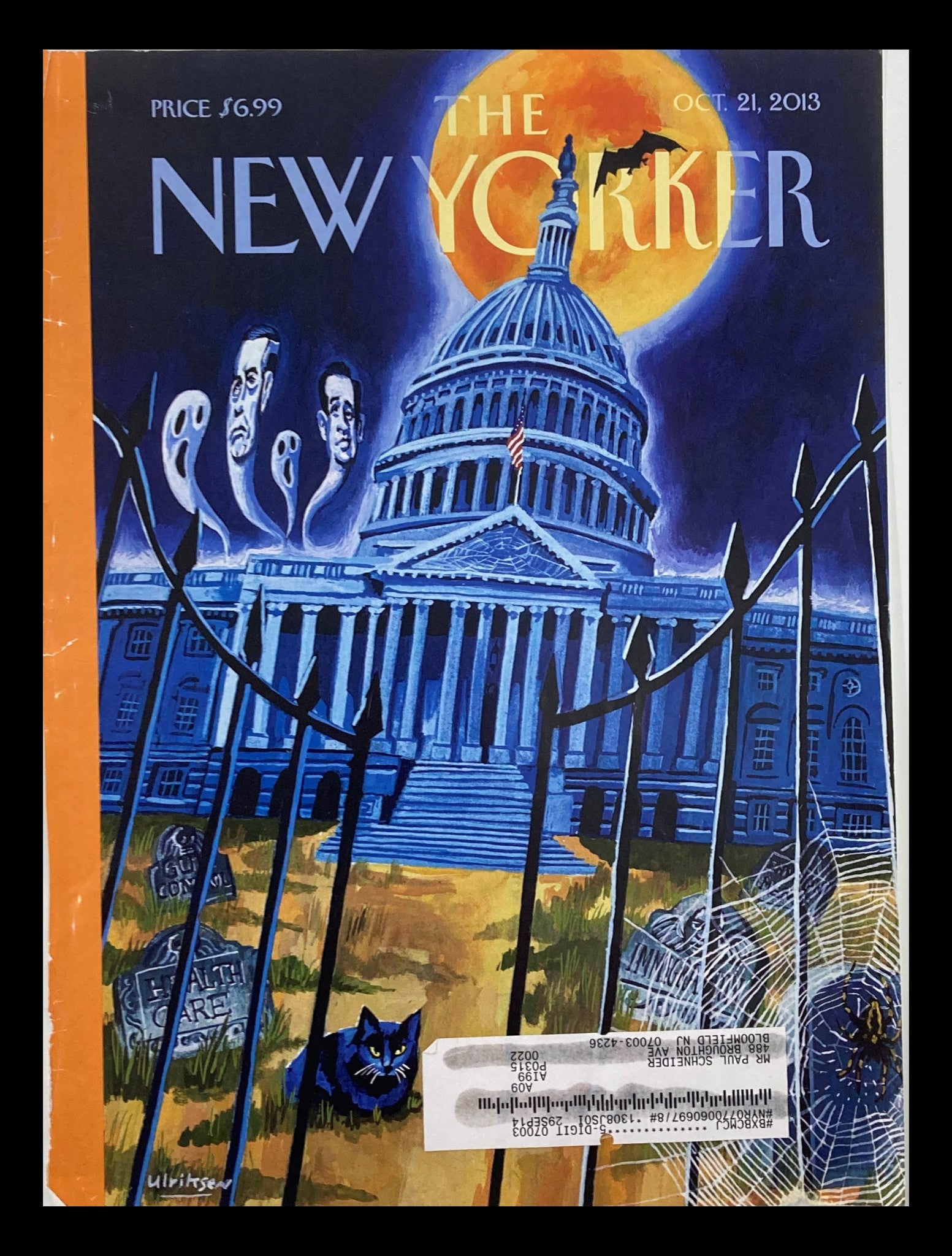 COVER ONLY The New Yorker October 21 2013 Horror in White House by Mark Ulriksen