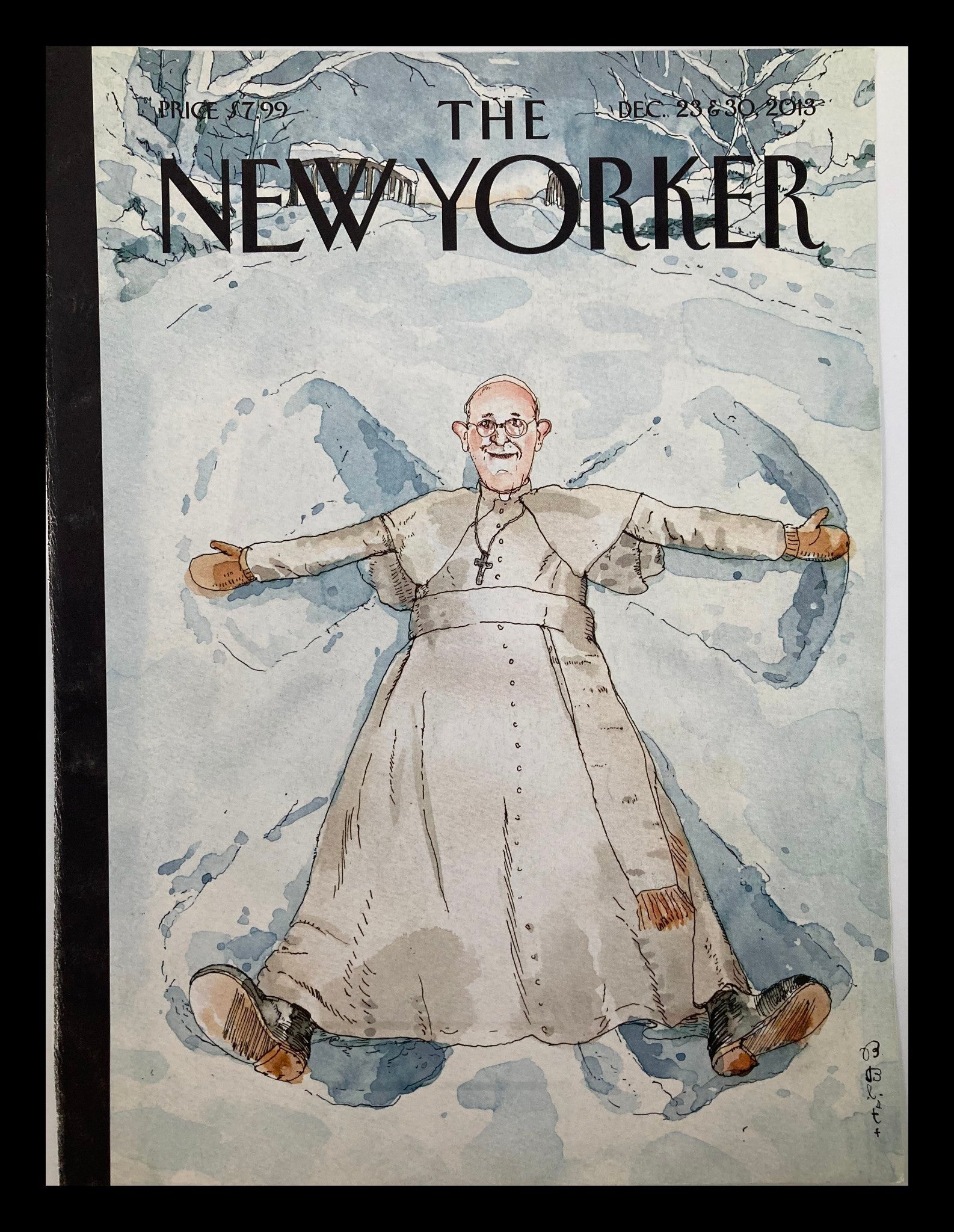 COVER ONLY The New Yorker December 23 2013 Snow Pope by Barry Blitt No Label