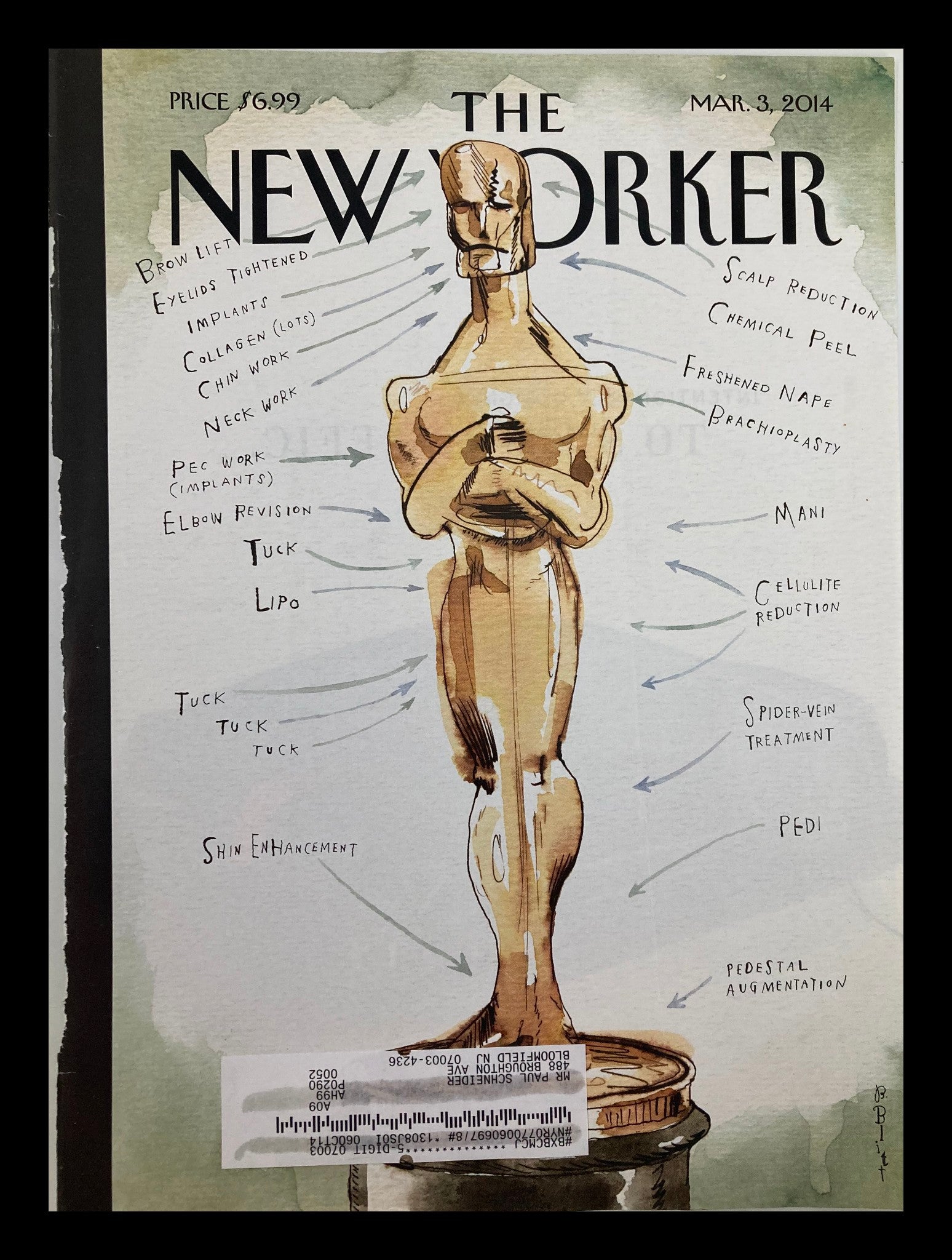 COVER ONLY The New Yorker March 3 2014 Ready for His Closeup by Barry Blitt