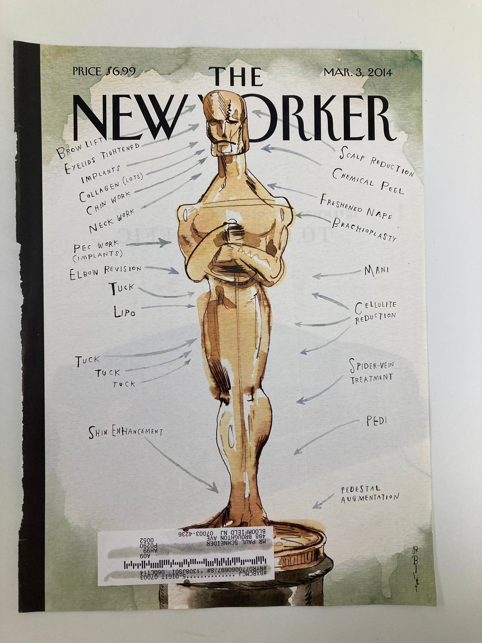 COVER ONLY The New Yorker March 3 2014 Ready for His Closeup by Barry Blitt