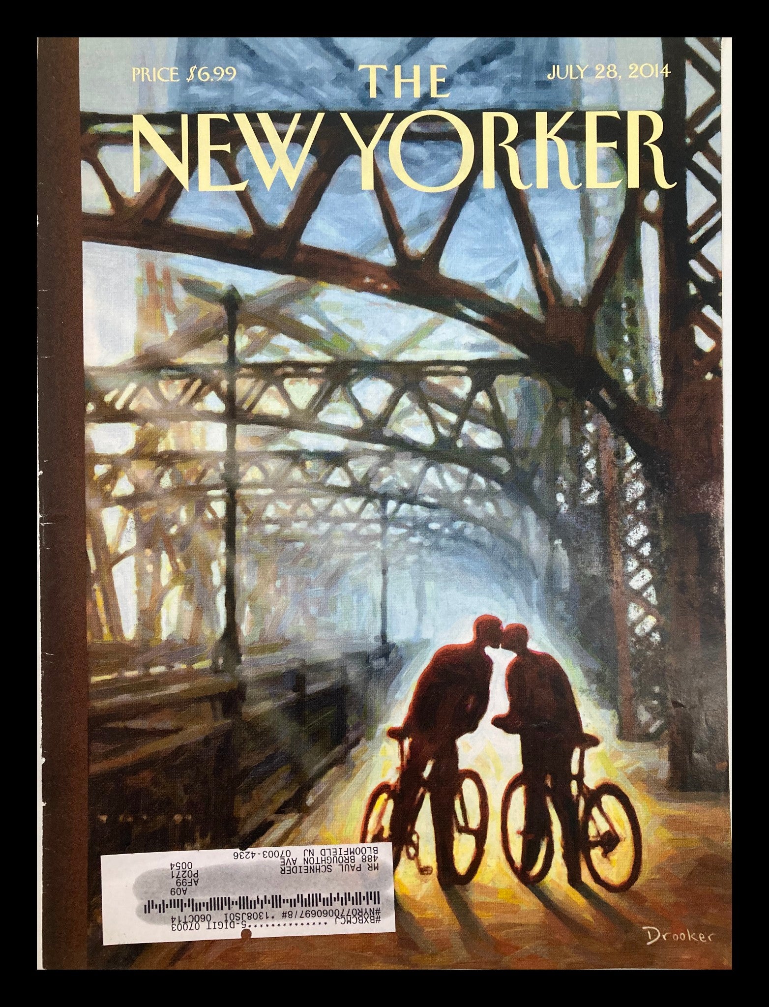 COVER ONLY The New Yorker July 28 2014 Fifthy-Ninth Street Bridge by E. Drooker