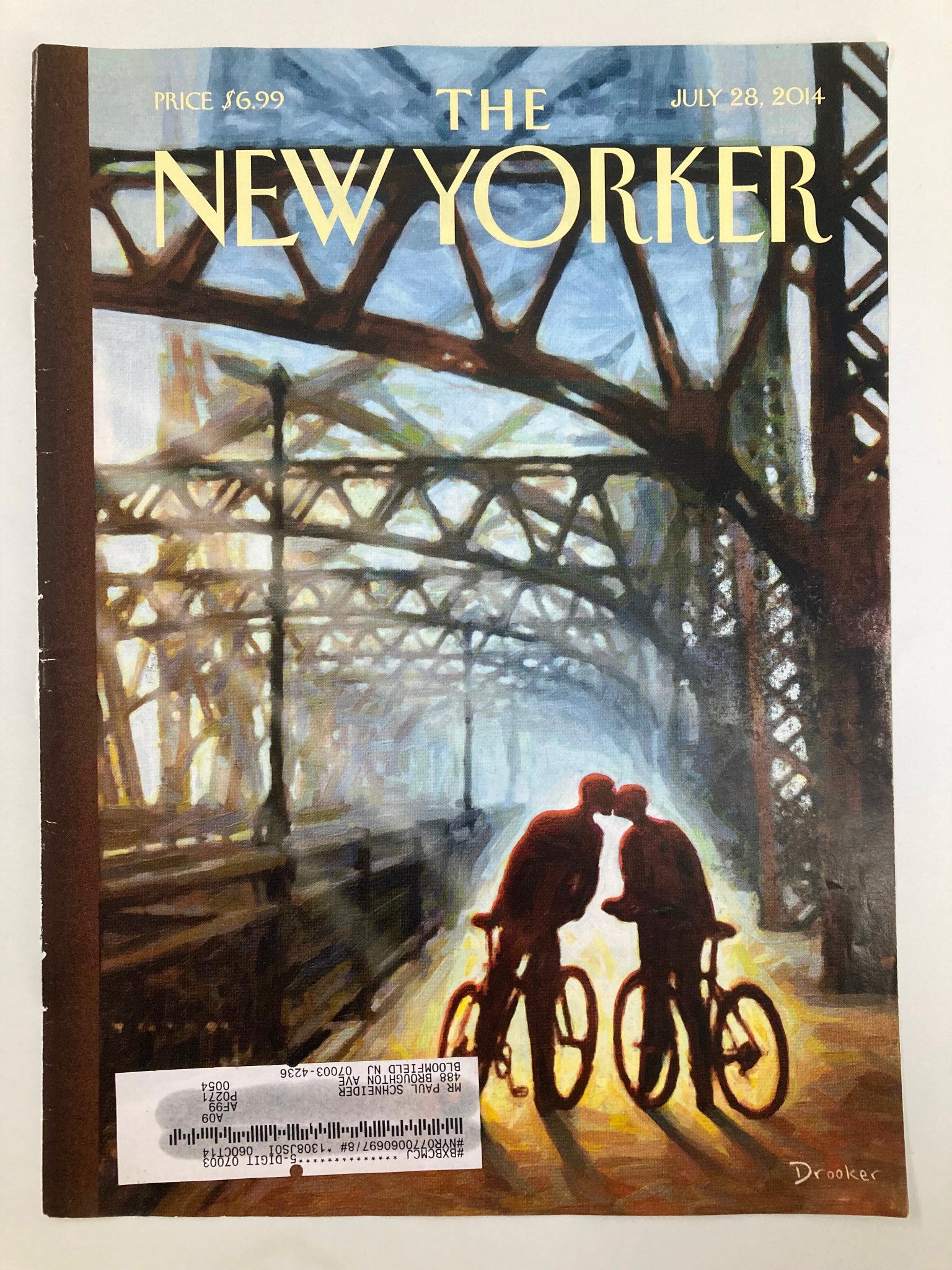 COVER ONLY The New Yorker July 28 2014 Fifthy-Ninth Street Bridge by E. Drooker