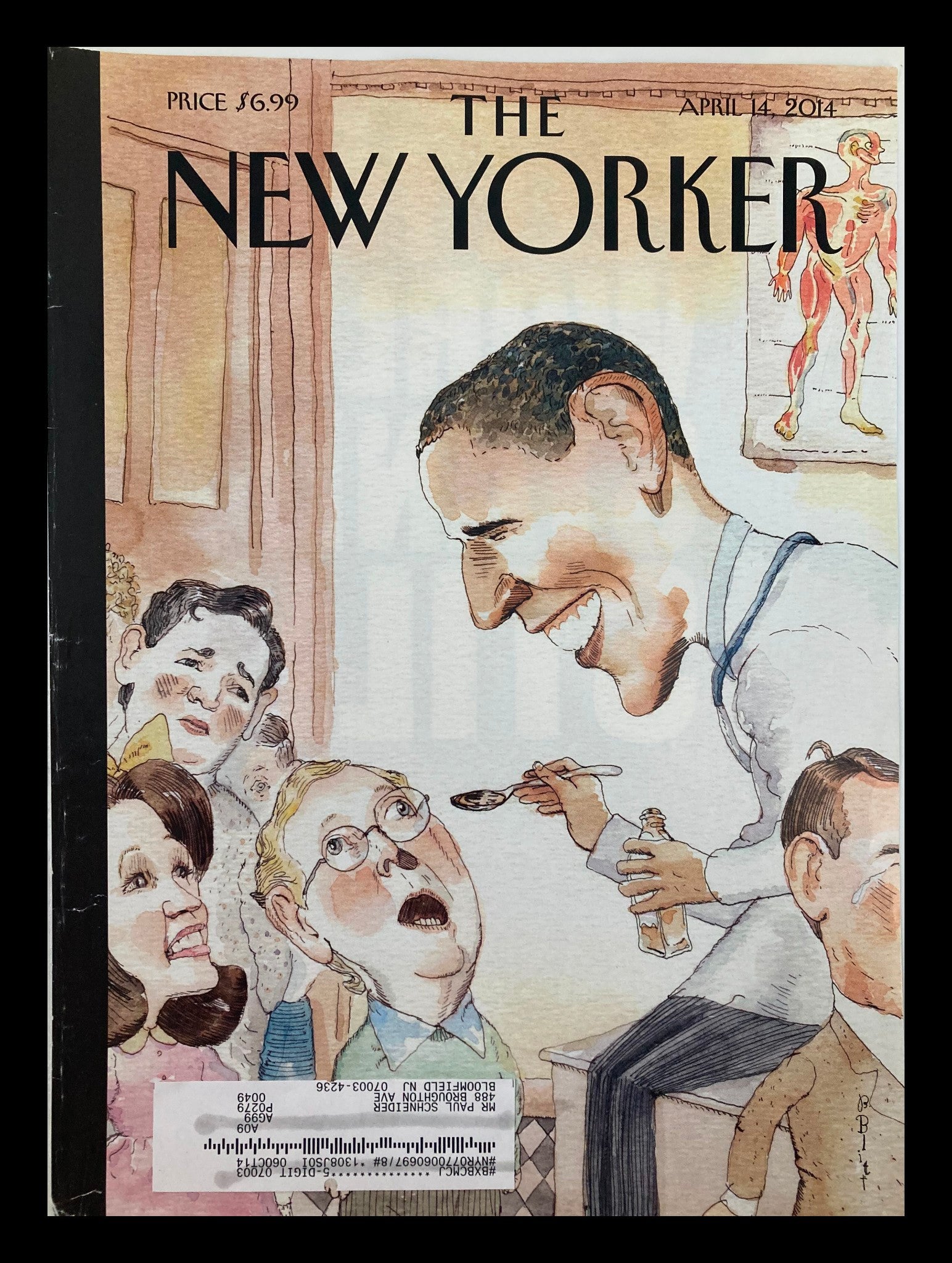 COVER ONLY The New Yorker April 14 2014 Barack Obama by Barry Blitt