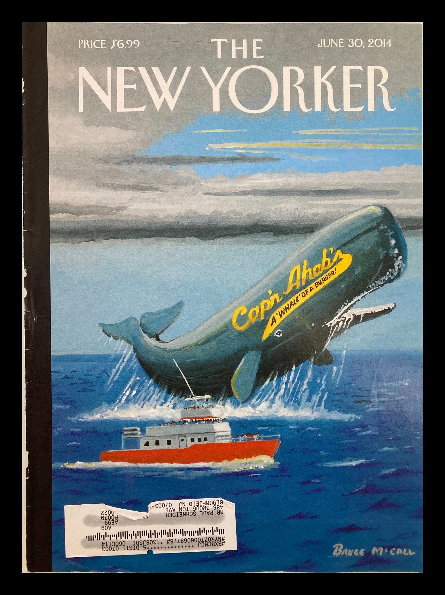 COVER ONLY The New Yorker June 30 2014 Cap'n Ahab's by Bruce McCall