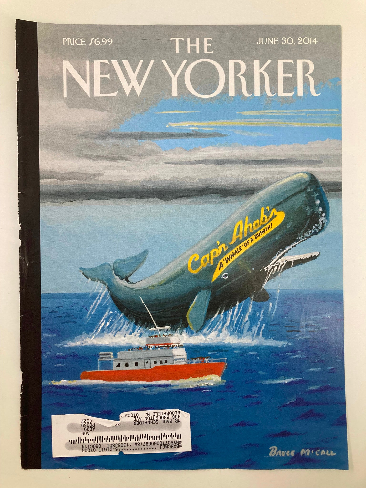 COVER ONLY The New Yorker June 30 2014 Cap'n Ahab's by Bruce McCall