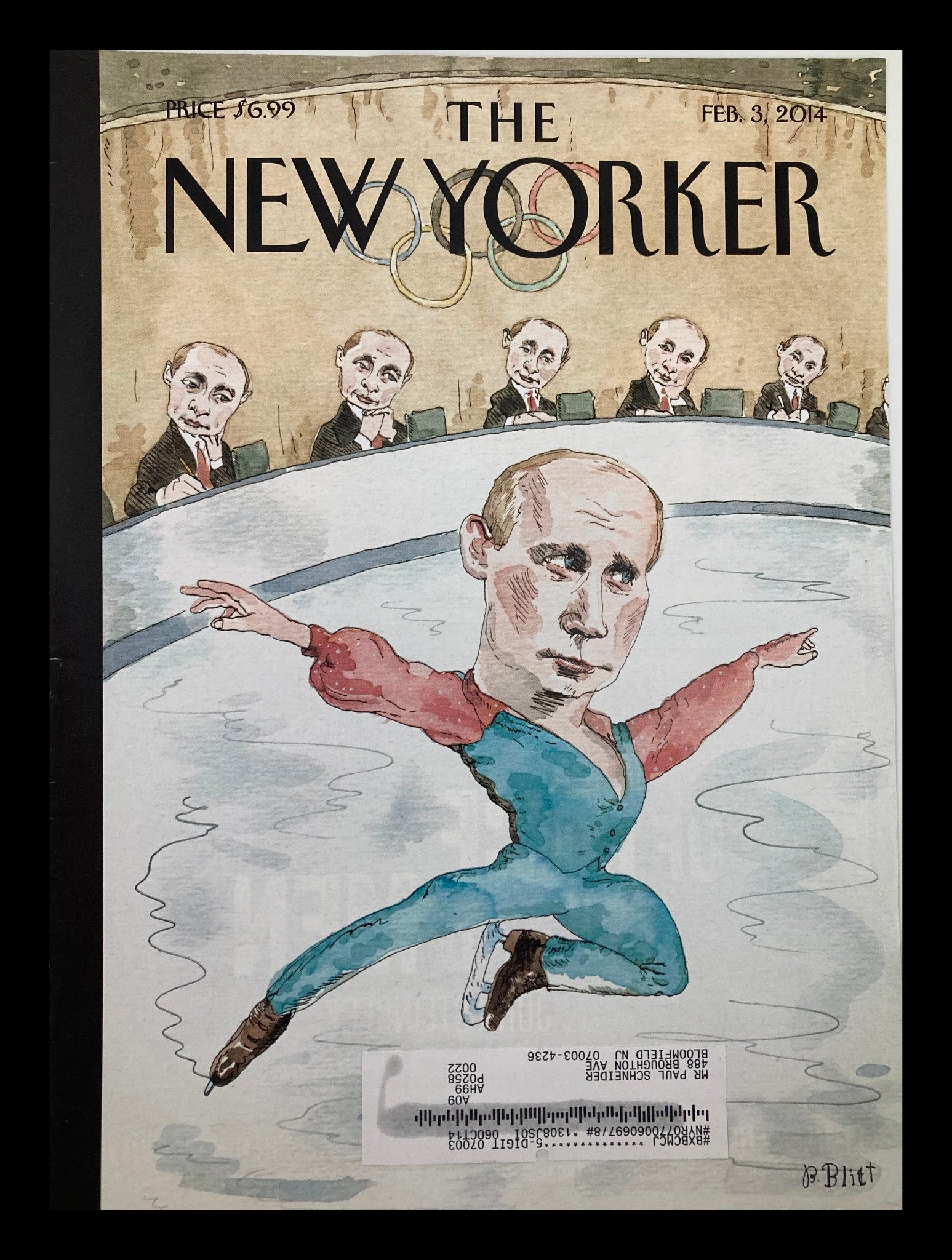 COVER ONLY The New Yorker February 3 2014 Vladimir Putin by Barry Blitt