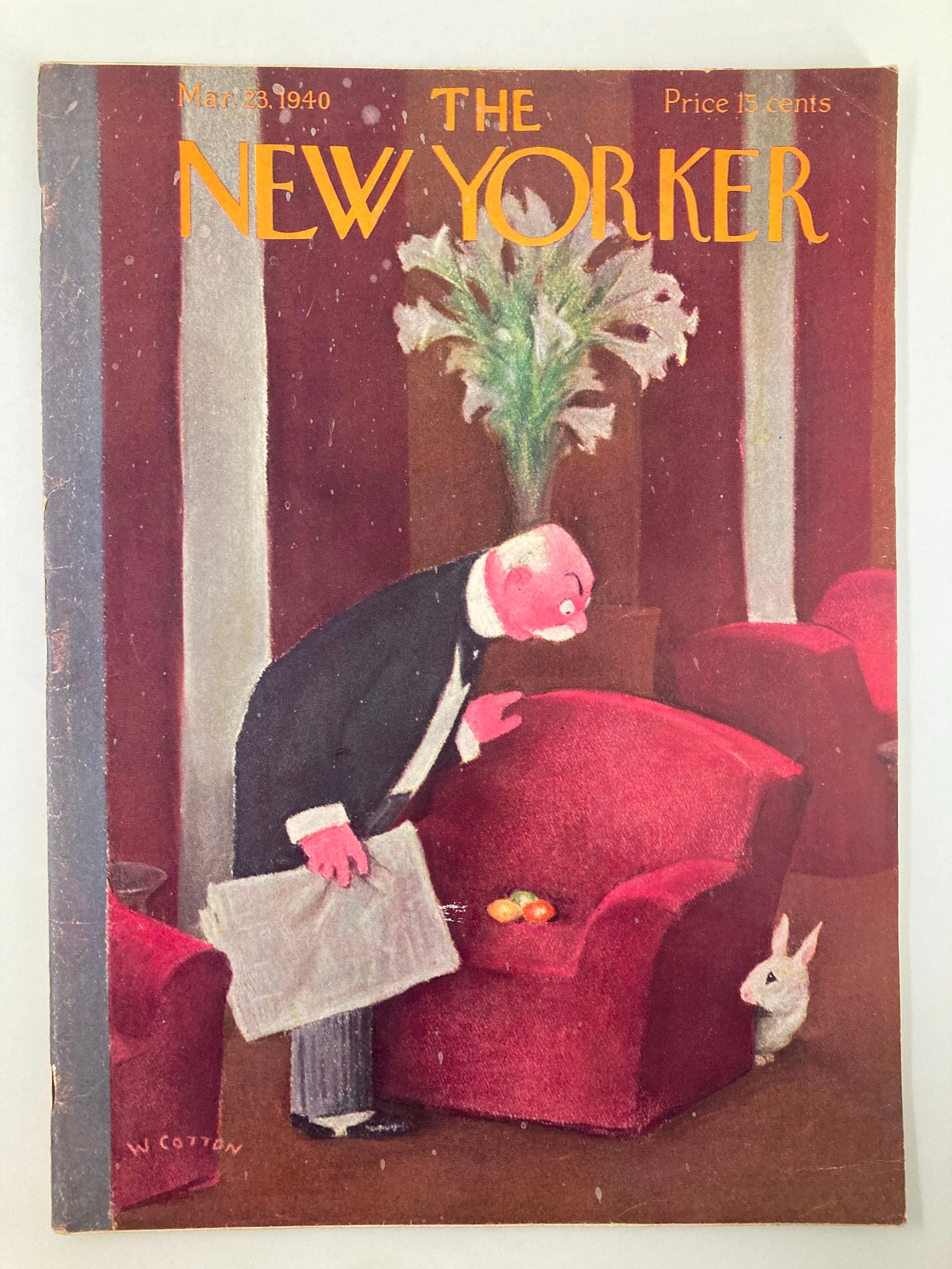 The New Yorker Magazine March 23 1940 Easter Bunny Eggs by William Cotton