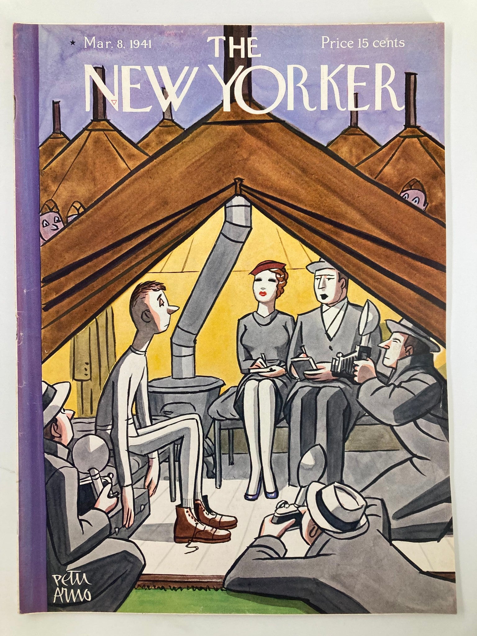 The New Yorker Magazine March 8 1941 Soldiers and Reporters by Peter Arno