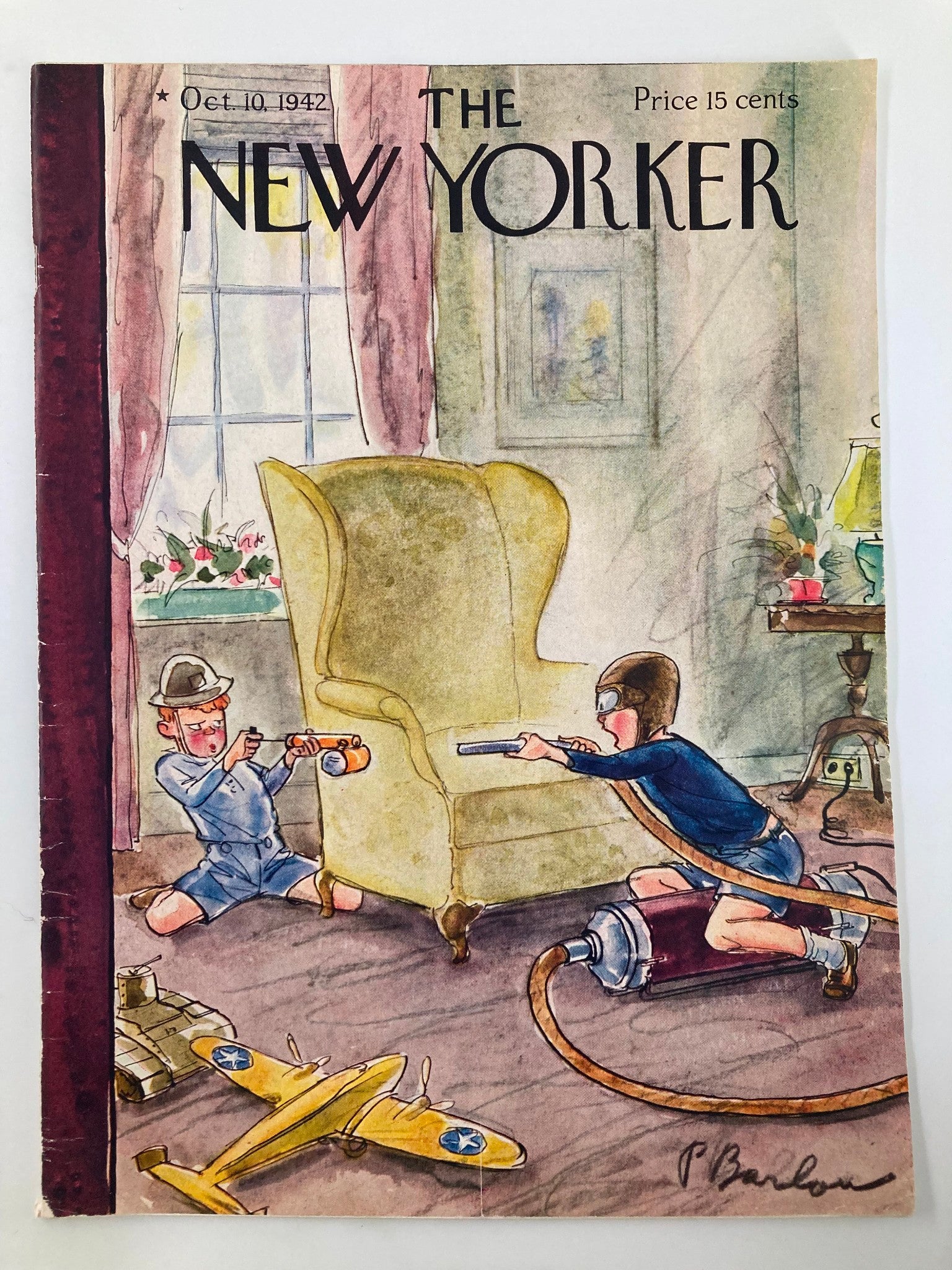 The New Yorker Magazine October 10 1942 Kids Playing by Perry Barlow No Label