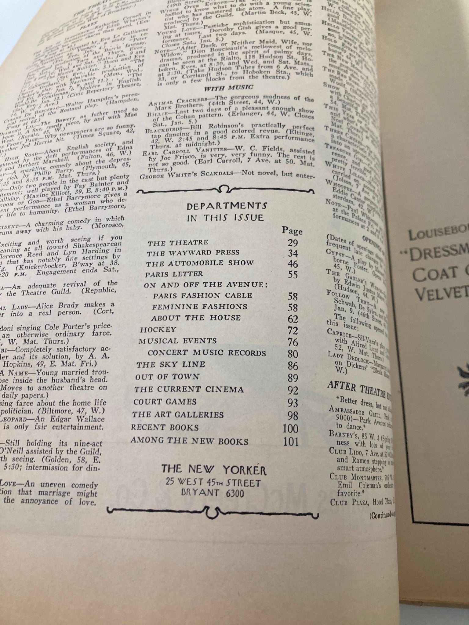 The New Yorker Magazine January 5 1929 Parked Cars by Sue Williams No Label