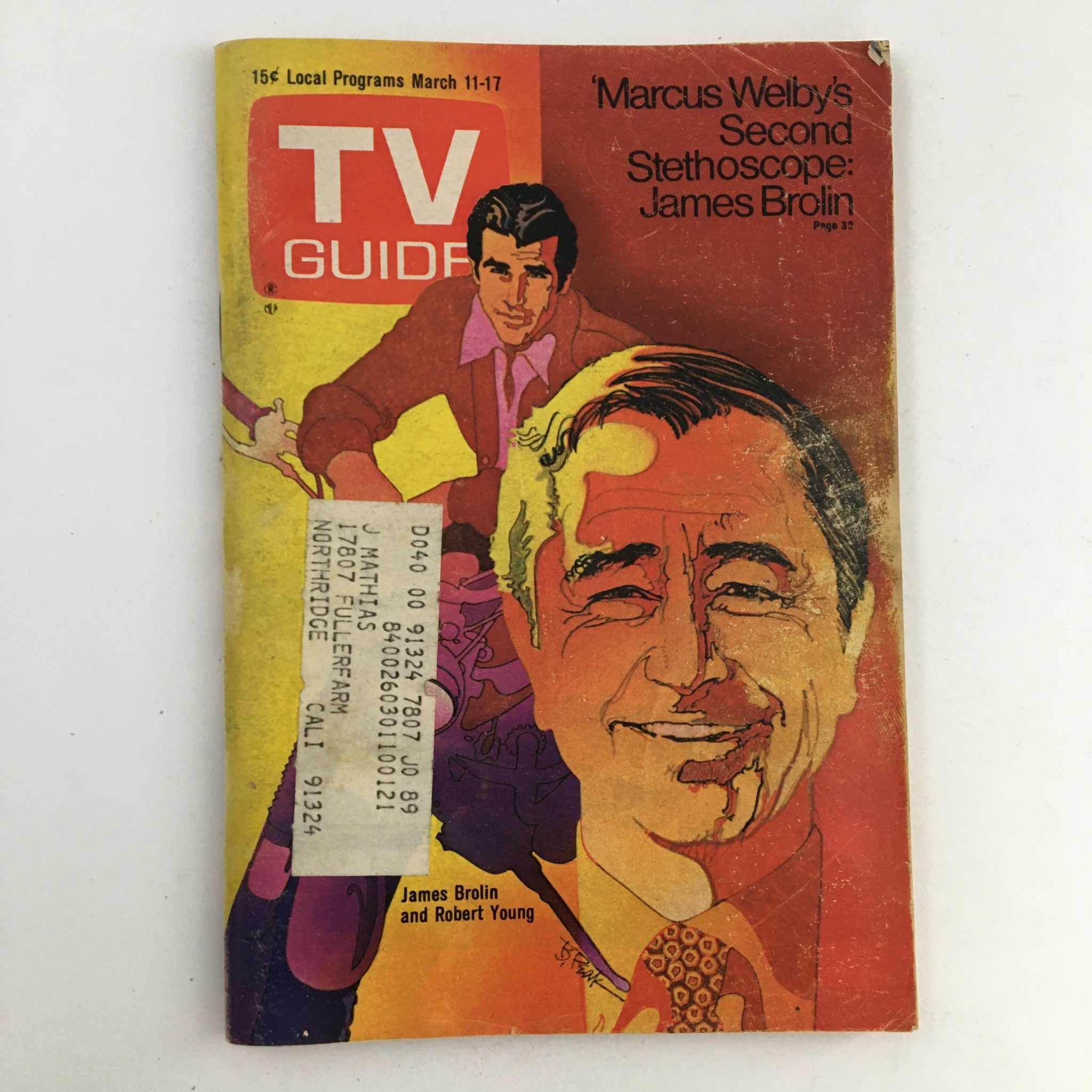 TV Guide Magazine March 11 1972 James Brolin and Robert Young L.A. Edition