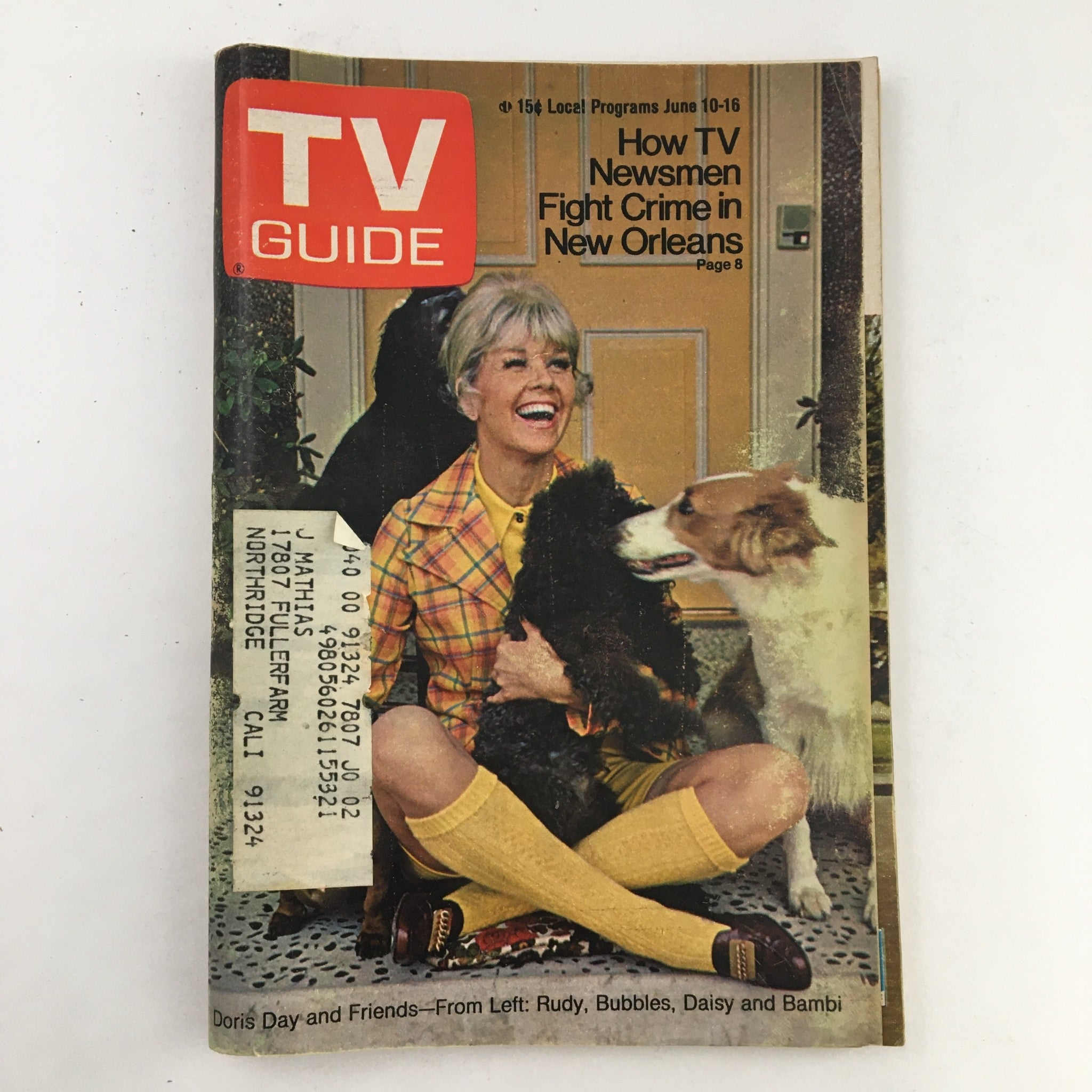 TV Guide Magazine June 10 1972 Doris Day and Fur Friends L.A. Edition