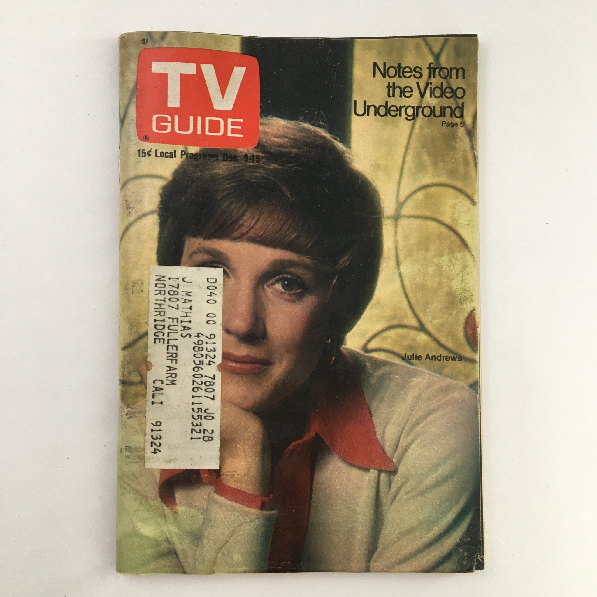 TV Guide Magazine December 9 1972 Julie Andrews & Notes from Video L.A. Edition