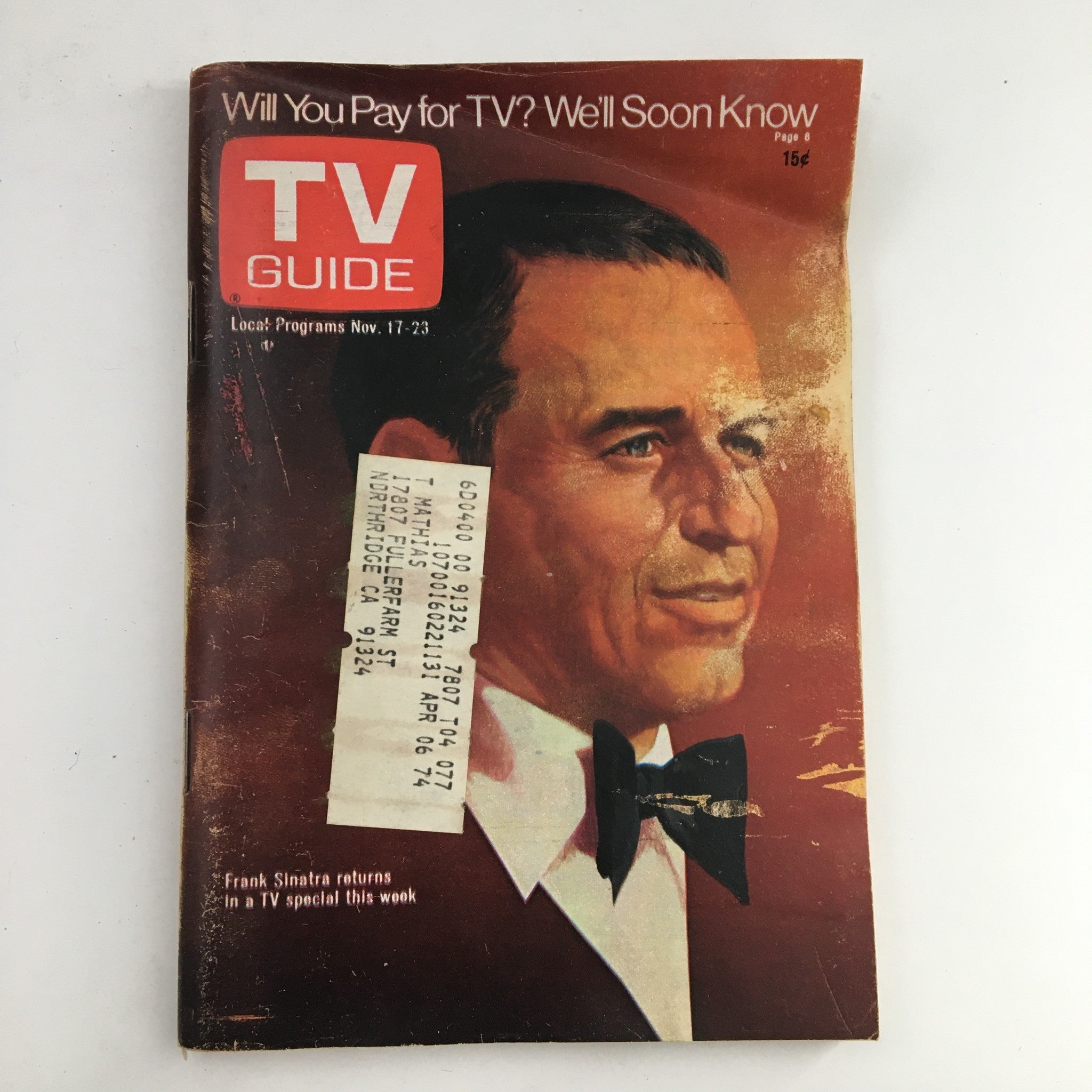 TV Guide Magazine November 17 1973 Frank Sinatra Returns in TV L.A. Edition