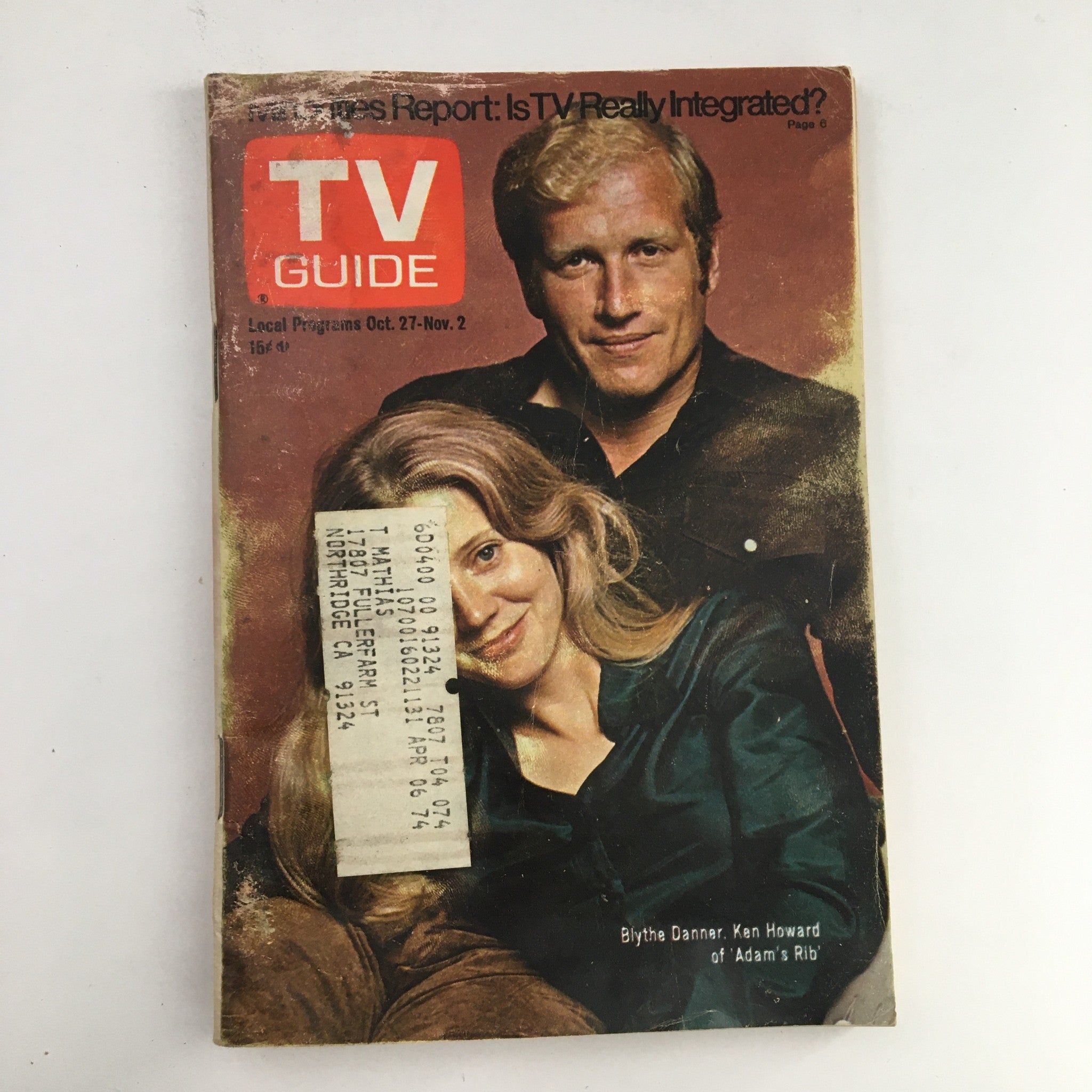 TV Guide Magazine October 27 1973 Blythe Danner and Ken Howard L.A. Edition