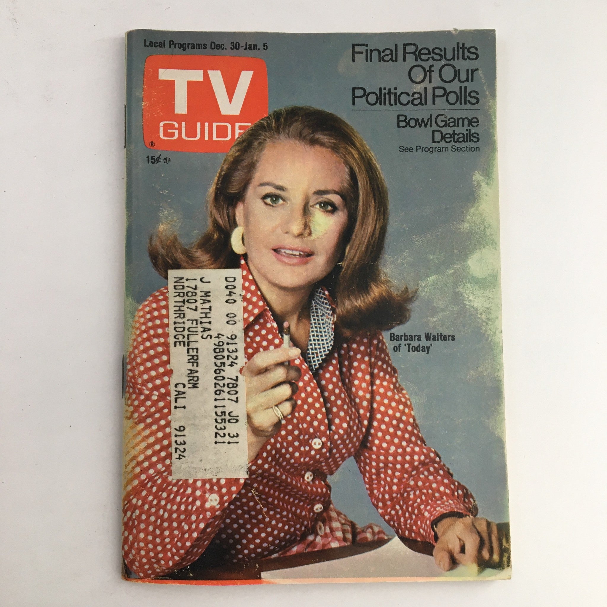 TV Guide Magazine December 30 1972 Barbara Walters of 'Today' L.A. Edition